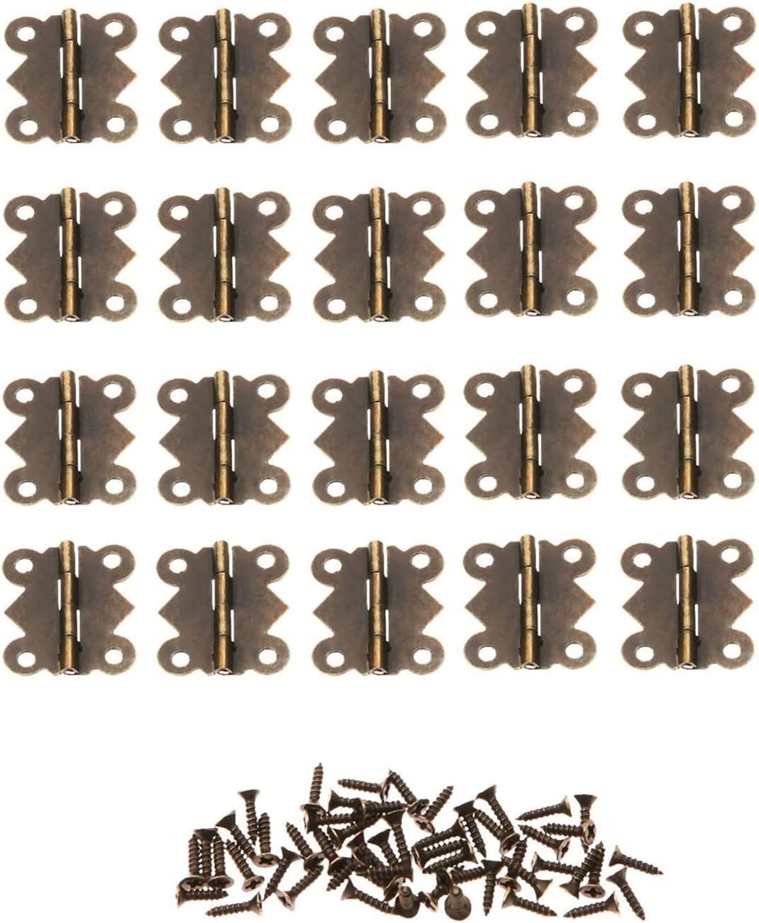 Nvsfzgiyg One Color Retro Decoration Hinges,Antique Hinge, 20Pcs 20 * 25Mm Mini Butterfly Door Bronze Cabinet Drawer Jewellery Box Decorative Furniture Hardware Butt