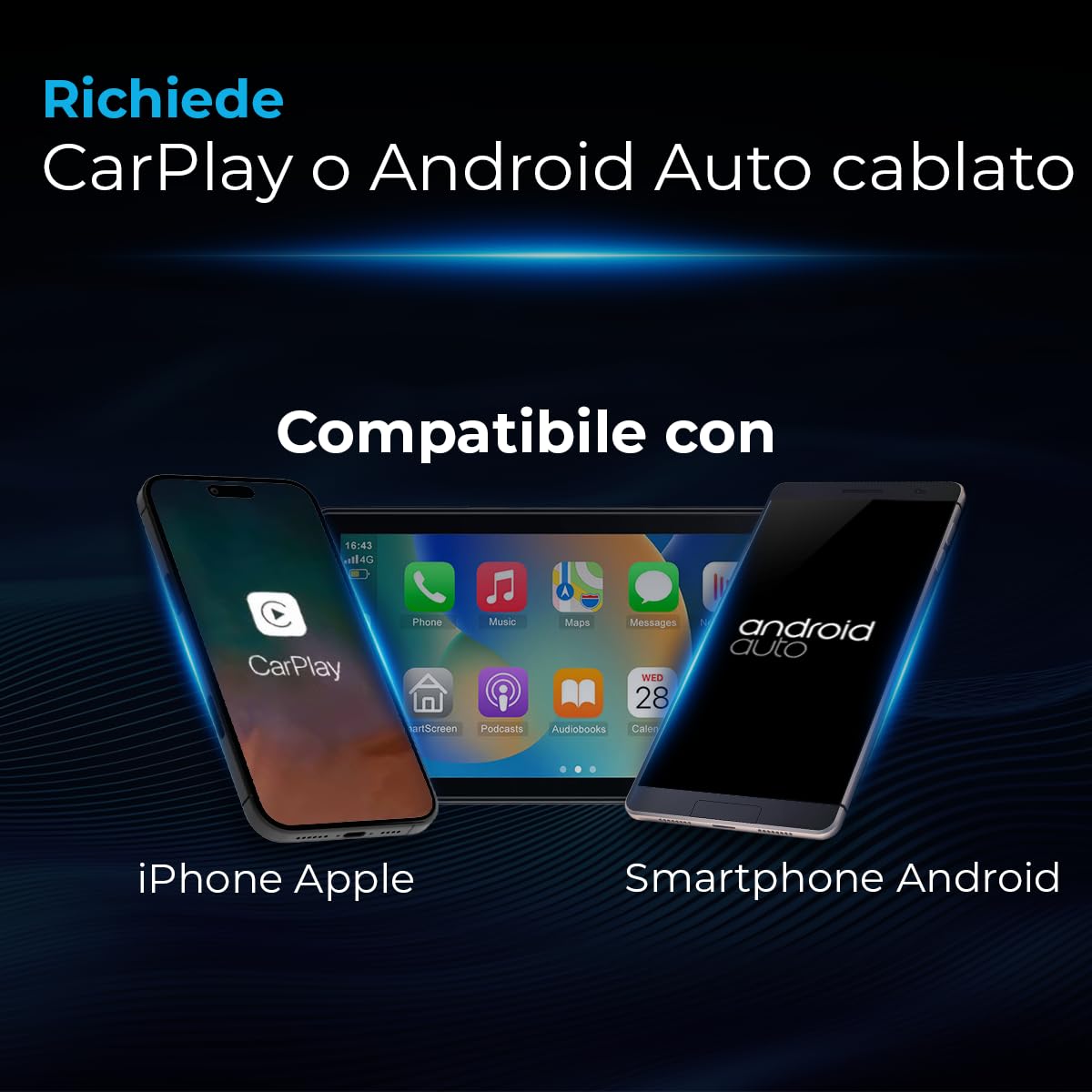 AutoSky Adattatore wireless CarPlay & Android Auto – Dongle USB senza fili per iPhone & Android | Plug & Play, connessione rapida
