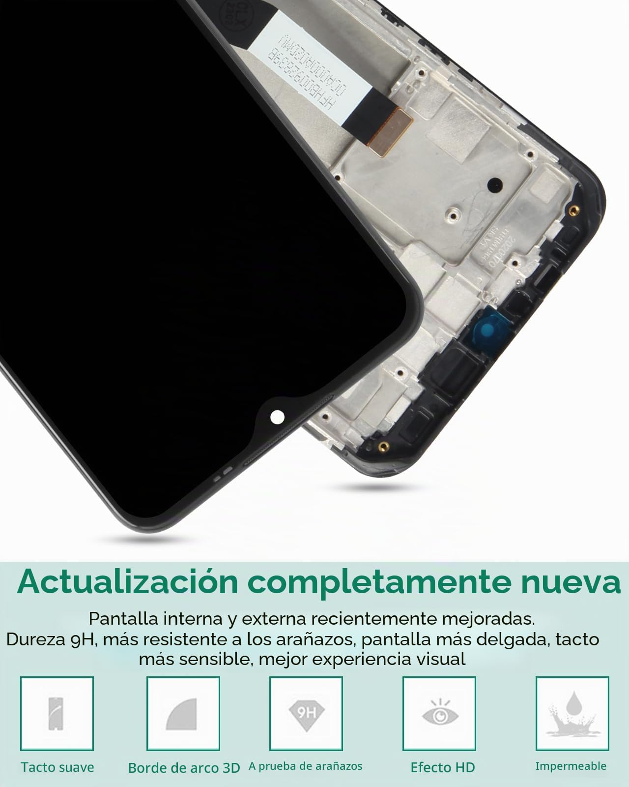 Para Xiaomi Redmi 9 Pantalla LCD para Redmi 9 Reemplazo de pantalla M2004J19G Pantalla táctil Digitalizador Asamblea M2004J19C Kits de piezas de reparación (negro con marco)