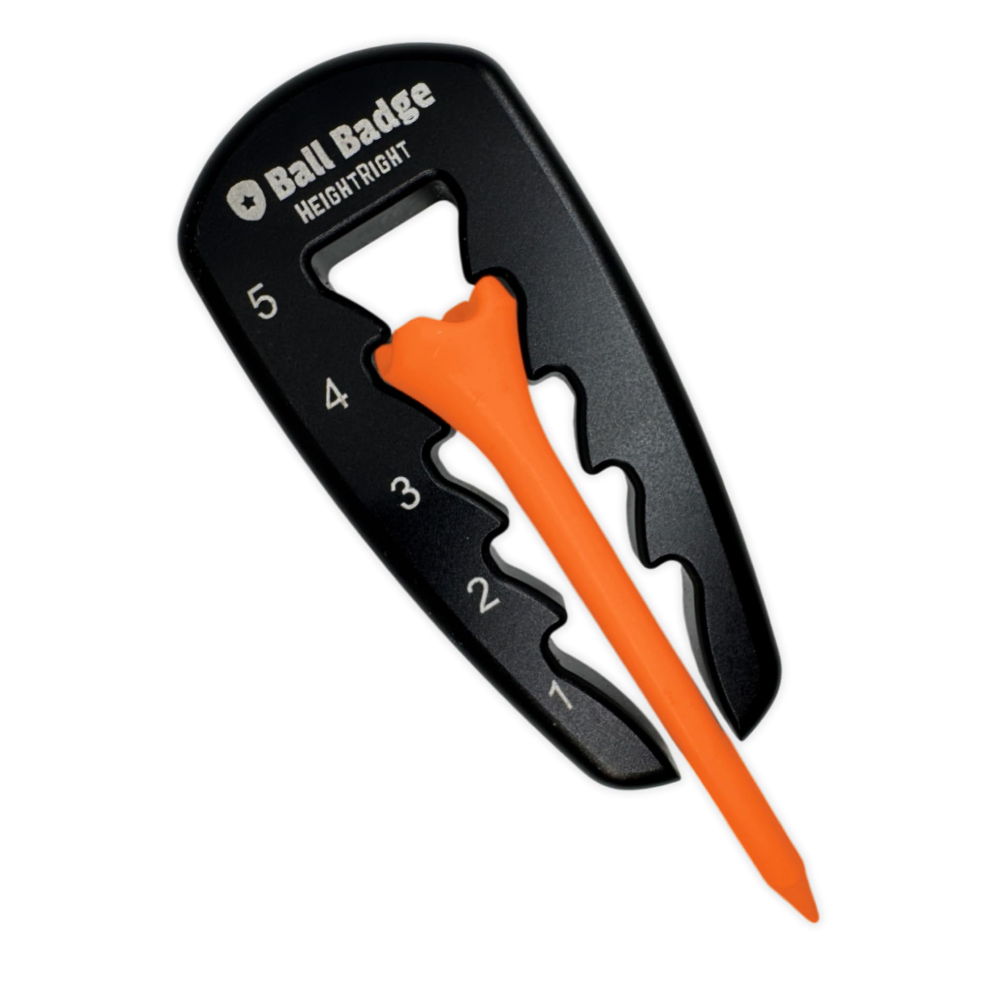 Ball Badge HeightRight Adjustable Golf Tee Height Tool – Precision Tee Height Setter for Consistent Swings, Durable Aluminum Design, Easy-to-Use Golf Training Aid (Black)