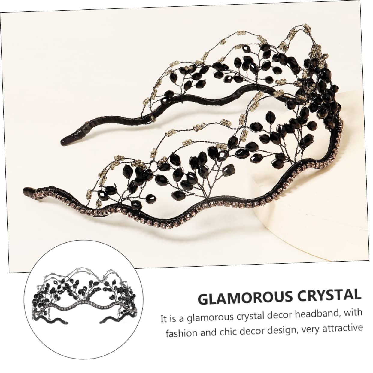 FRCOLOR 4 Pz fascia per Cerchio per scintillanti fasce per le donne strass fascia da sposa barrette hair pin copricapo di perline accessori per Lega di zinco Black