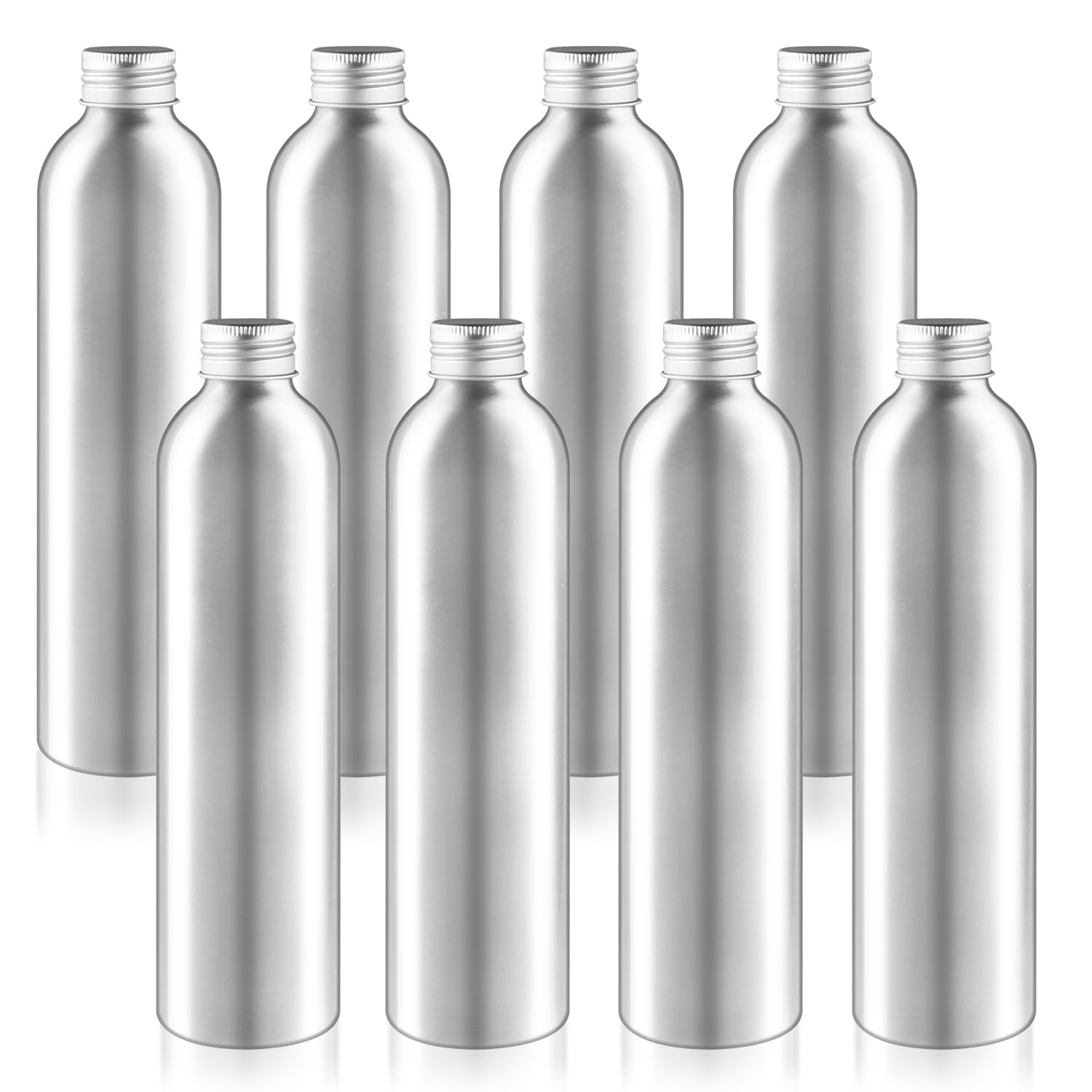 8 Pcs 300ml/10oz Aluminum Bottle Refillable Liquid Container Aluminum Vial Bottles with Screw Cap for Cosmetic Toiletries