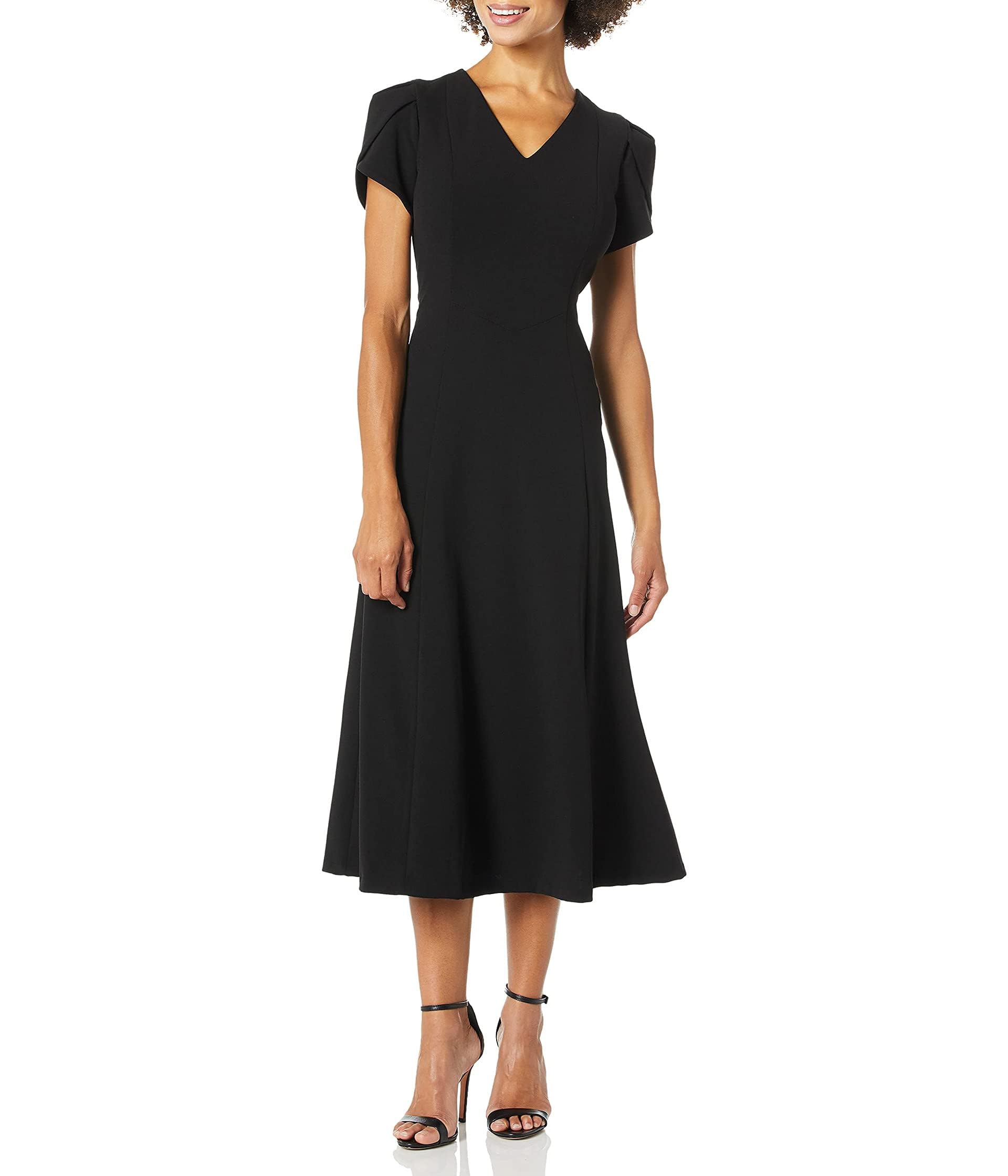 Calvin Klein Women's Tulip Sleeve A-line Midi Dress