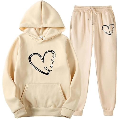 Winter Outfits for Women 2024,Graphic Hoodie Sweatshirts and Sweatpants Tracksuits Joggers Sweat Set