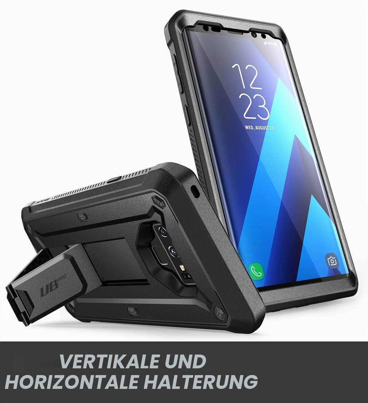 SUPCASE Samsung Galaxy Note 9 Hülle 360 Grad Handyhülle Outdoor Case Robust Schutzhülle Cover [Unicorn Beetle PRO] mit integriertem Displayschutz und Ständer (Schwarz), Black