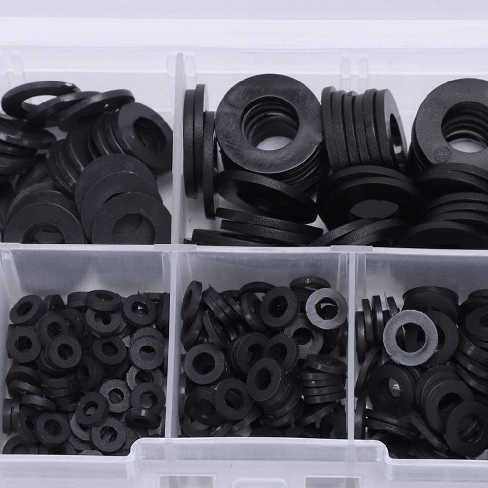500 Pezzi M2-M10 Rondella Piatta in Nylon Kit Assortimento Nero