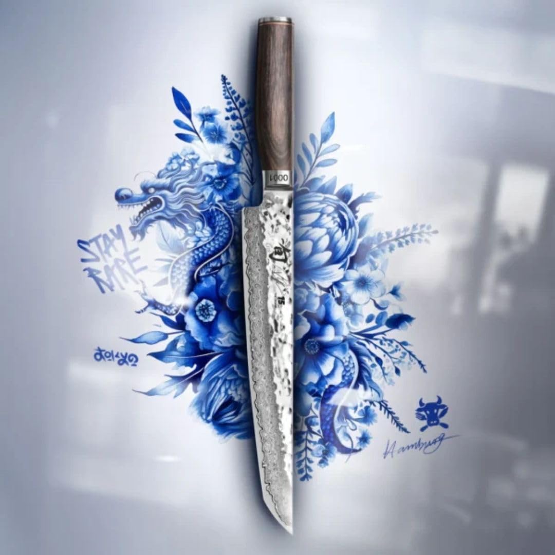 KAI Shun Premier TDM-1785 Tantō Kochmesser, Limitierte Jubiläumsedition, VG MAX Damaszenerstahl, Pakkaholzgriff