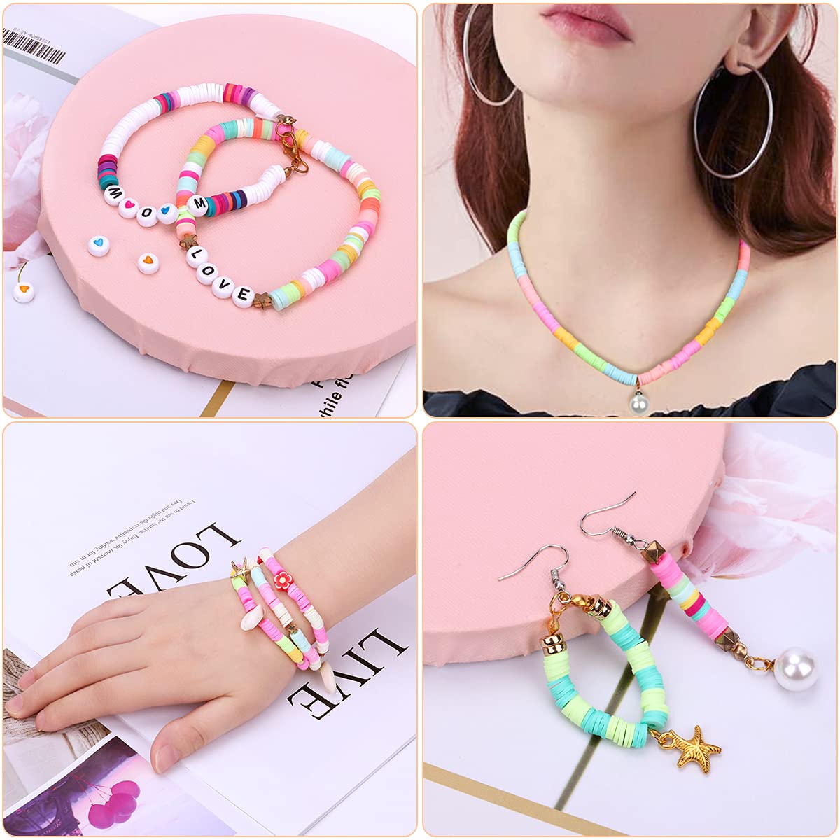 Lot De 1680 Perles Rondes Colorées, Perles Pour Bracelet,Pour