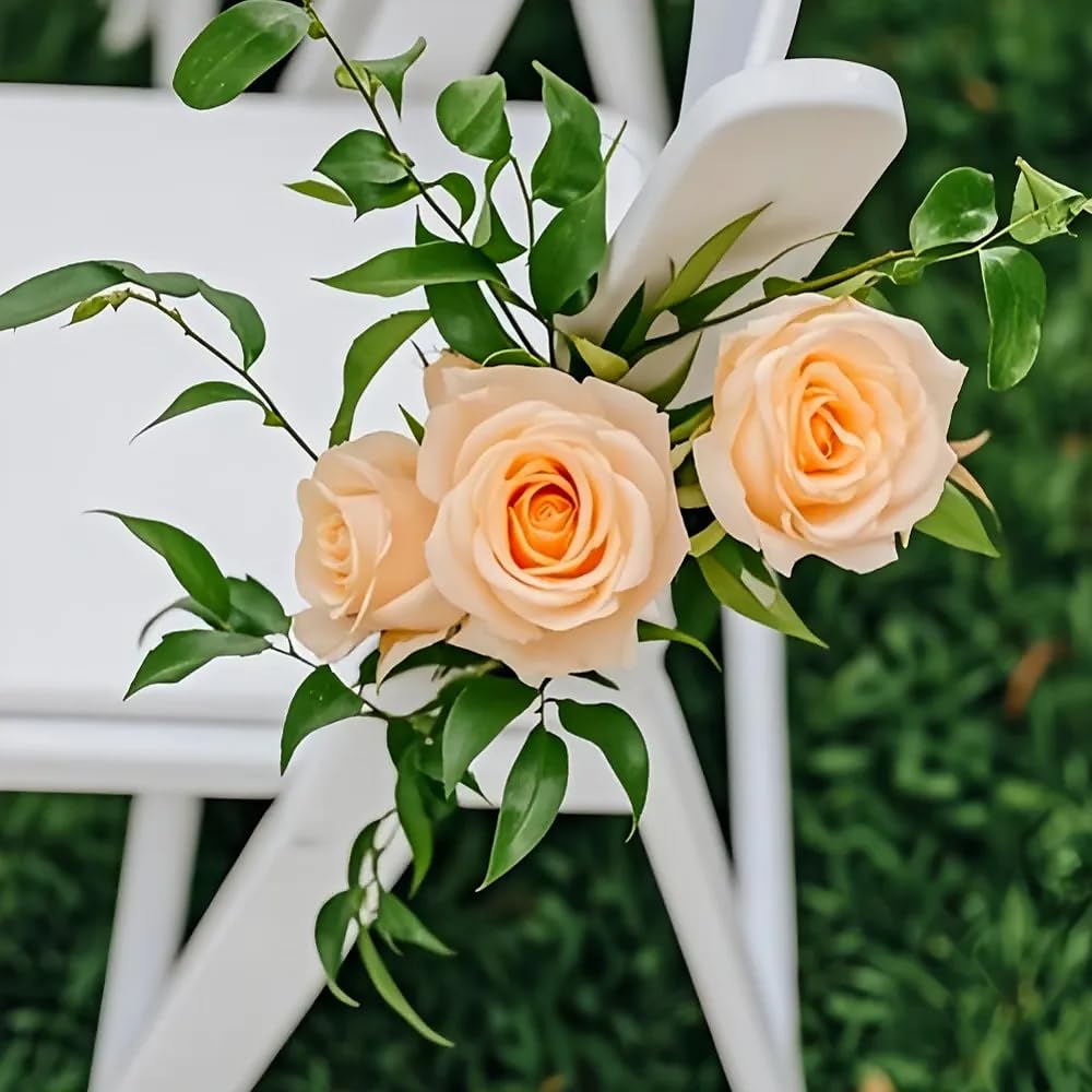10 Pcs Artificial Roses, Champagne Fake Roses Artificial Flowers, with Stems Fake Artificials Champagne Rose Silk Flowers - Image 3