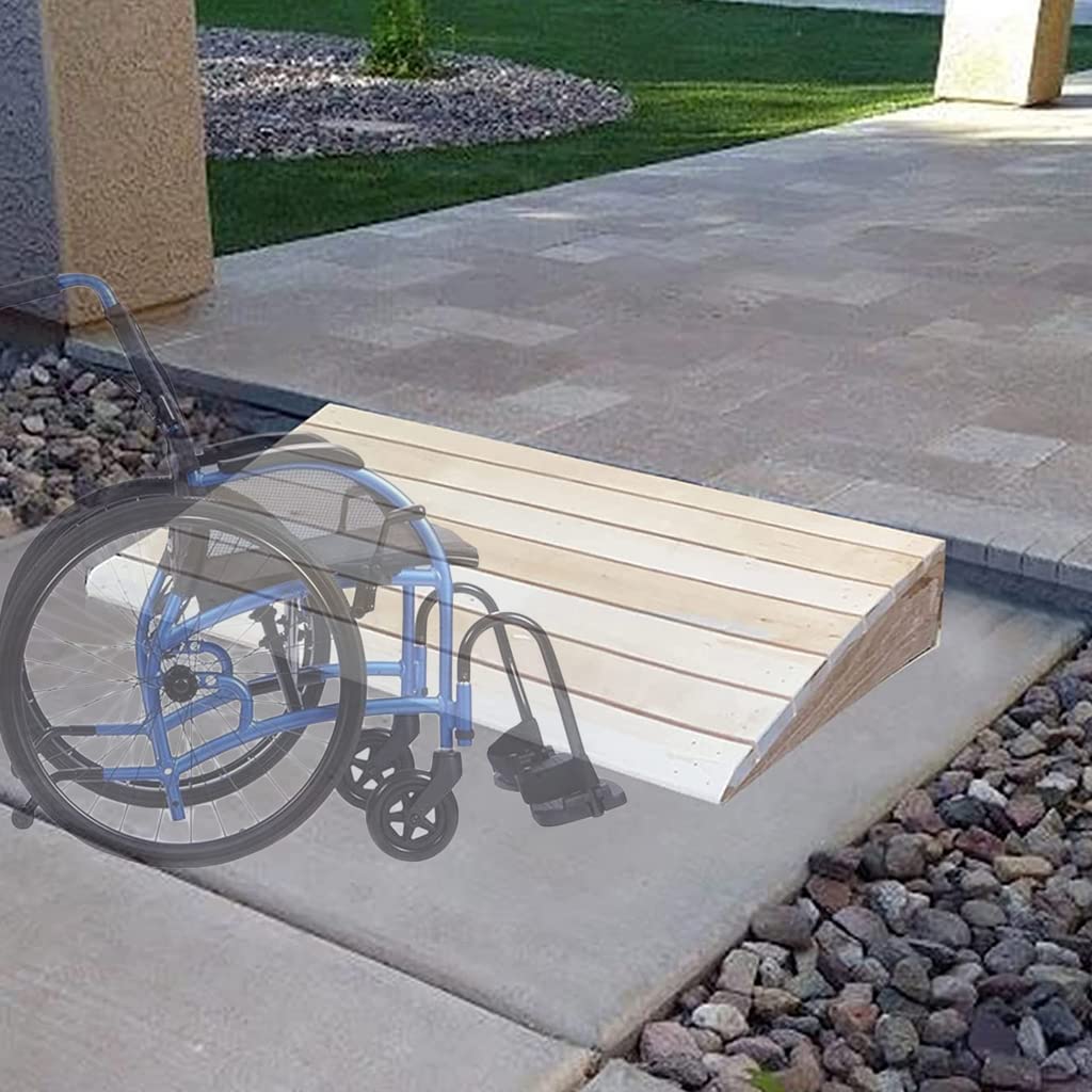 Rampa de umbral de madera maciza para silla de ruedas de 7 a 15 cm de altura para uso en interiores y exteriores, rampa de entrada portátil para caminar, autos bajos, motocicletas y sillas de