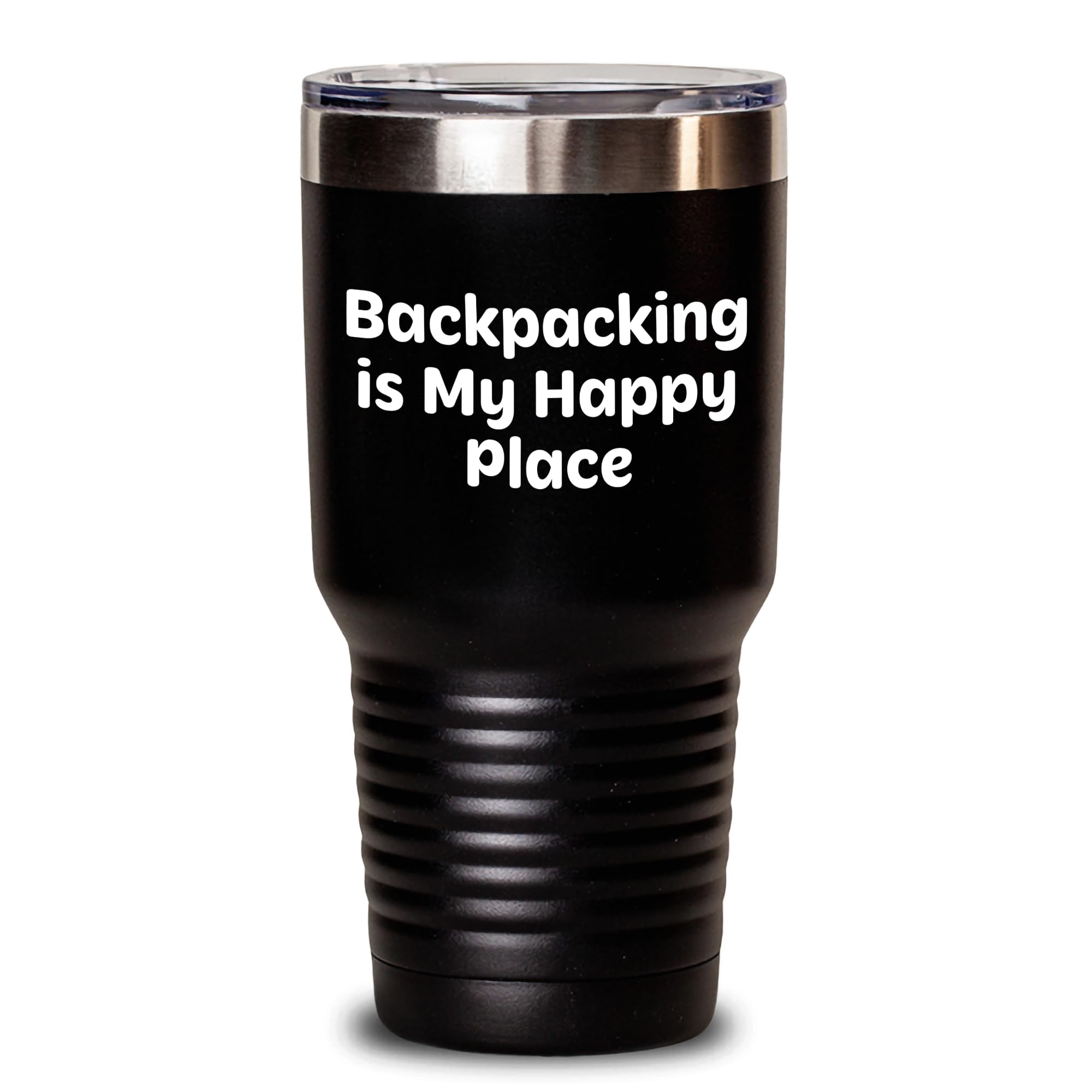 Backpacking Adventures Gifts for Men and Women from Friends and Family - Funny Tumbler Quote 'Backpacking Is My Happy Place' 20oz or 30oz Vacuum-Insulated Stainless Steel/Powder Coating