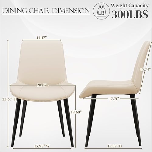 Miniatura 3 de Juego de 4 sillas de comedor, modernas sillas de comedor tapizadas de piel sintética con patas de metal resistentes y respaldo cómodo, sillas