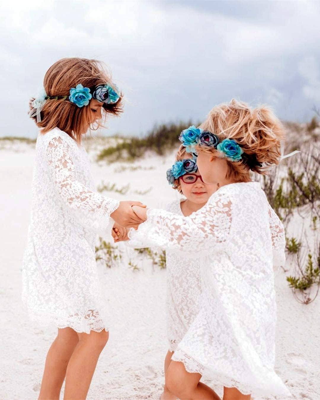 APRIL GIRL Flower Girl Dress, Lace Dress 3/4 Sleeve Dress image 4