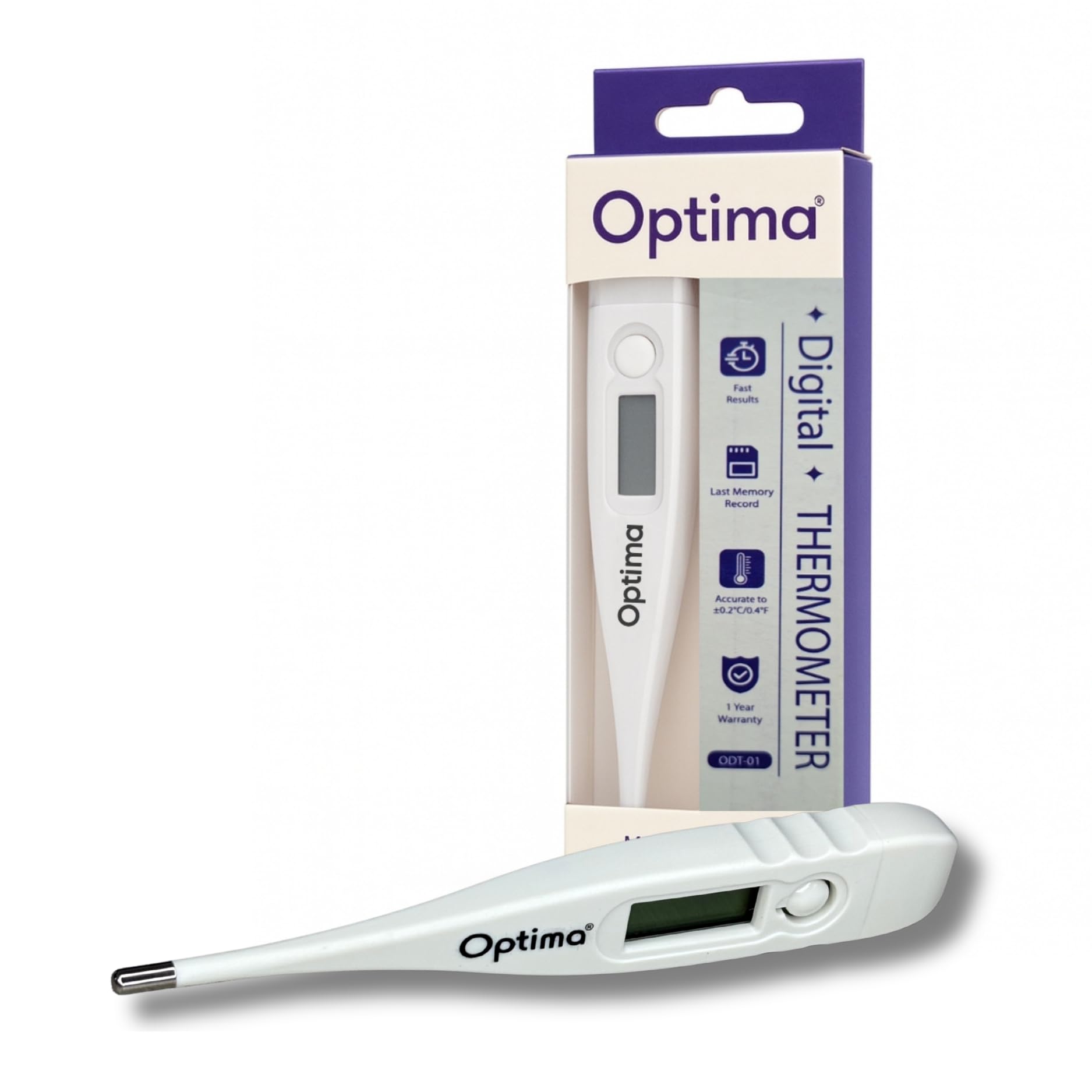 Optima Digital Thermometer for Oral & Underarm Use, Quick Measurement, LCD Display, °C/°F Switch, Beep Alert, Auto Power-Off, Protective Storage Case-picture-38