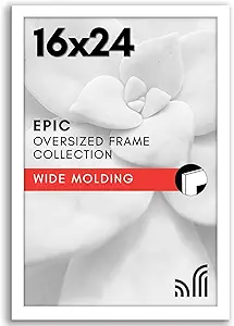 Americanflat 16x24 Poster Frame with Polished Plexiglass - White Picture Frame - Wide Photo Frames Made of Engineered Wood for Vertical or Horizontal Wall Display - Epic Collection - White