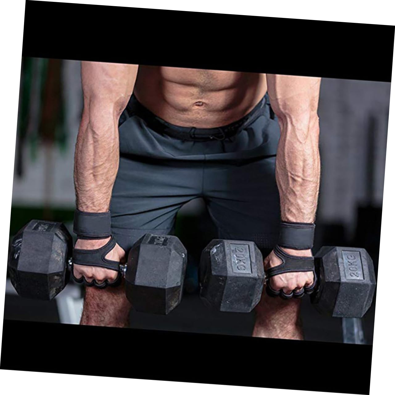 HANABASS guanti da sollevamento pesi guanti fitness Black