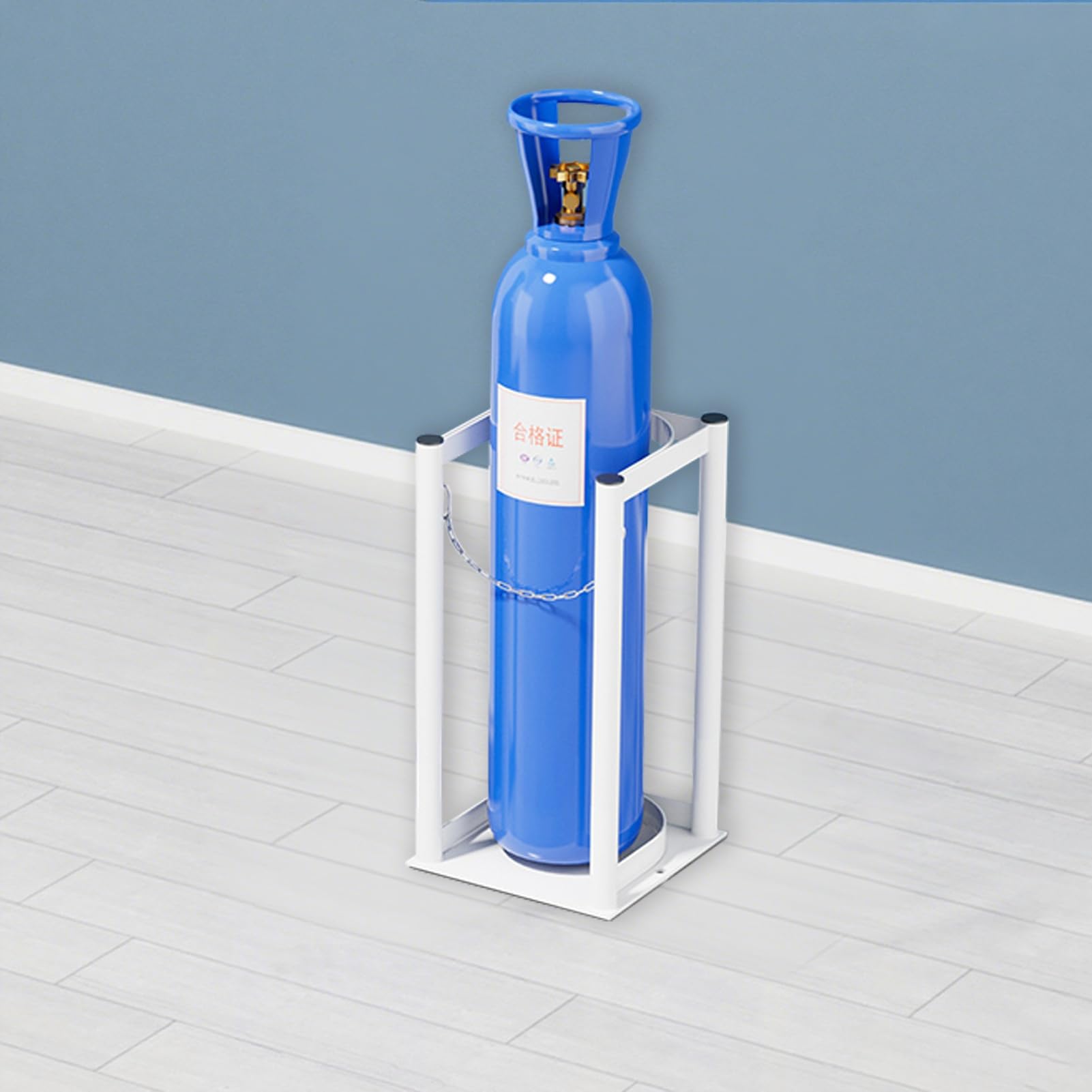 WQPMNYG Oxygen Cylinder Stand Rack, Adjustable Chain for Secure Storage, Freestanding Medical Gas Tank Bracket