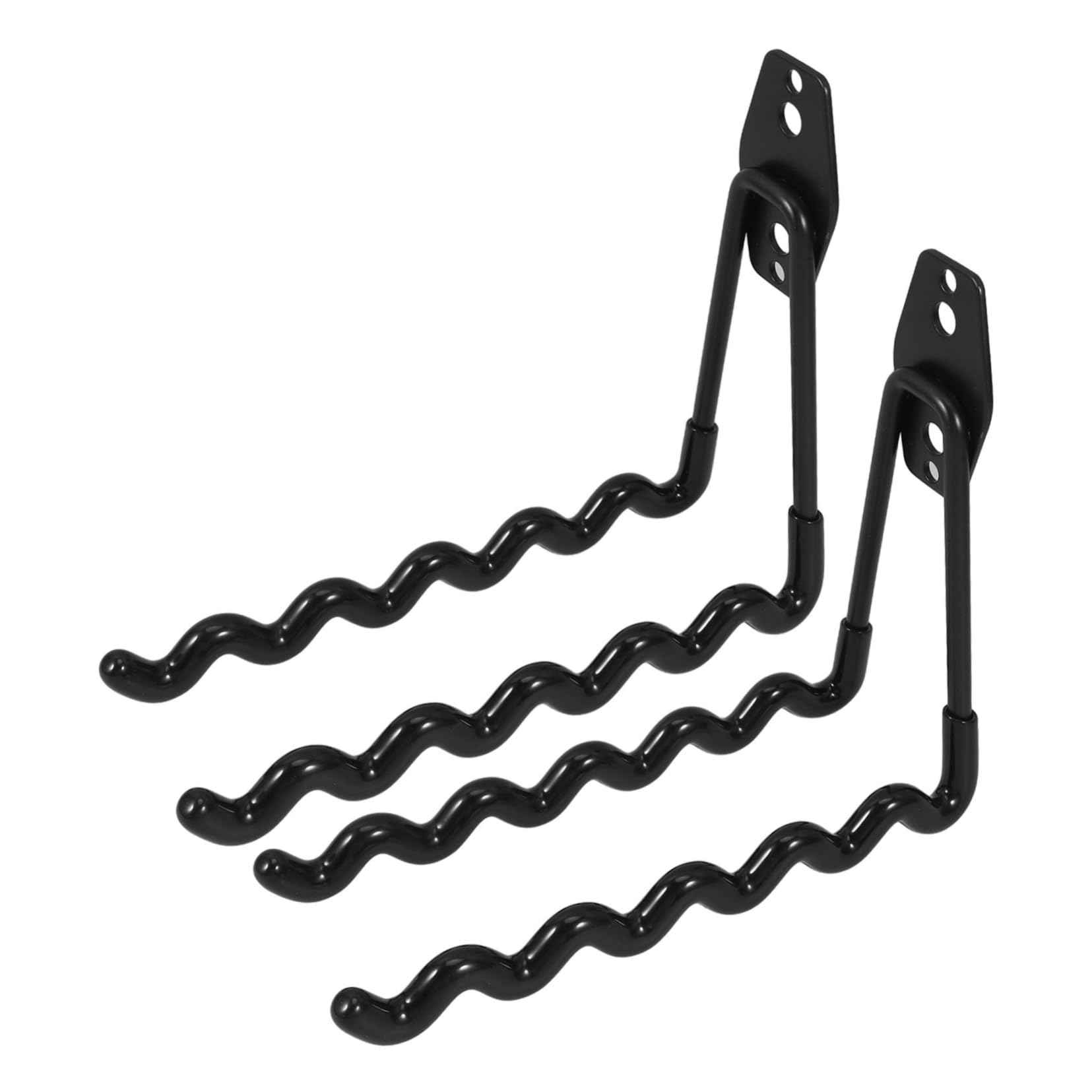 Crochet ondulé de garage suspendu en fer noir mat pour support mural de rangement