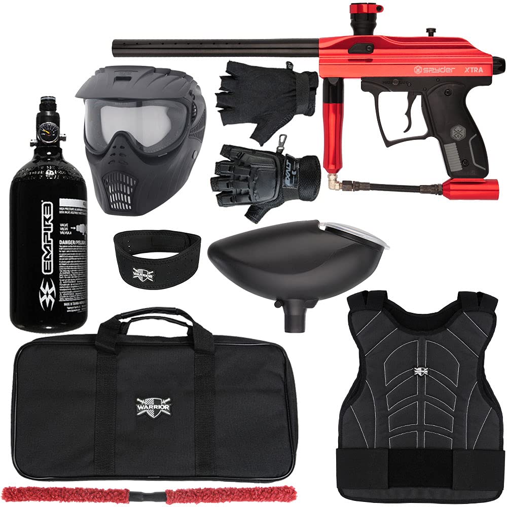 Kingman Spyder Xtra Level 1 Protector Paintball Gun Package Kit (Gloss Red, Glove Size: Large/X-Large)