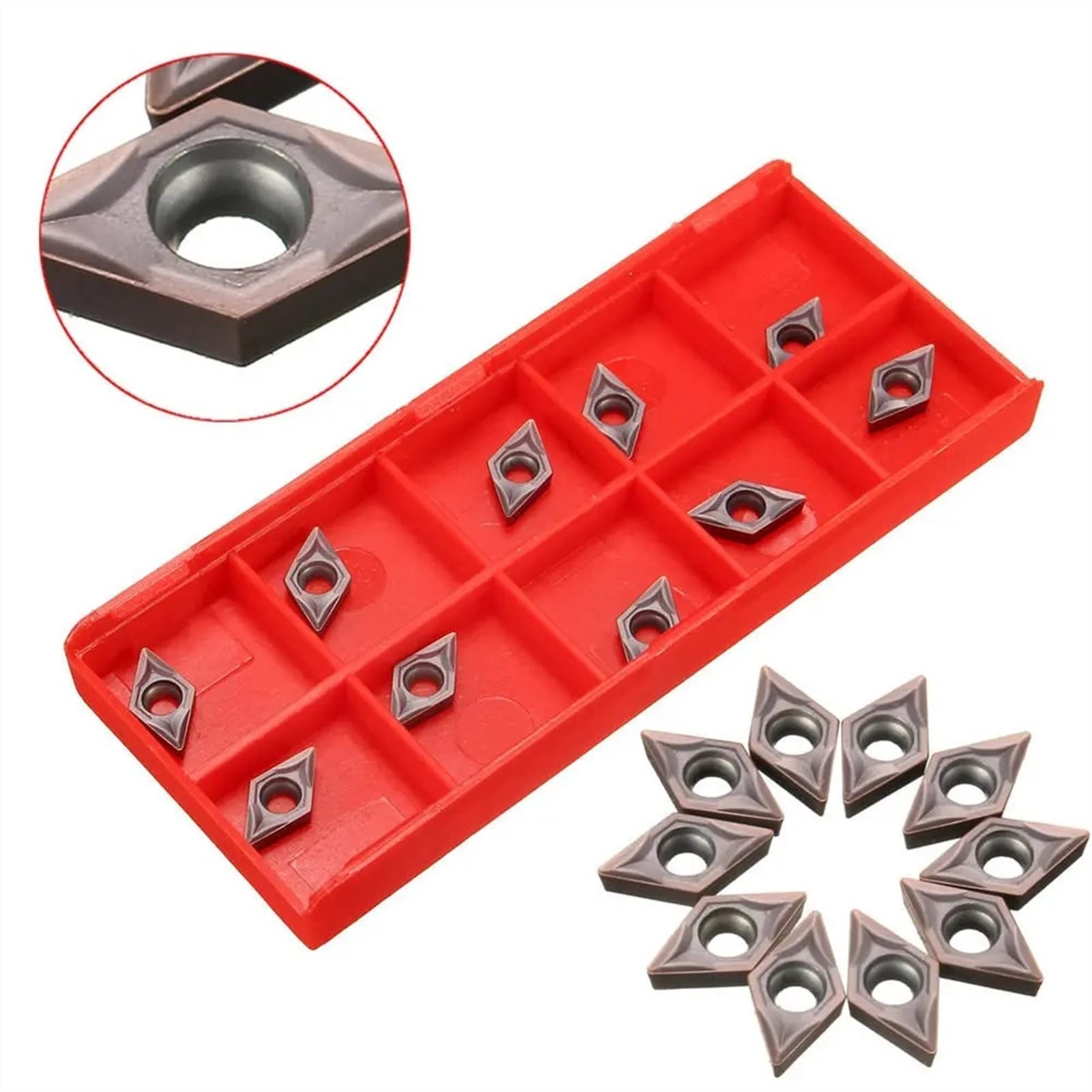 Herramientas de torneado, Insertos de cortadores 10 piezas DCMT070202 insertos de carburo for portaherramientas de torneado SDJCR1010H07