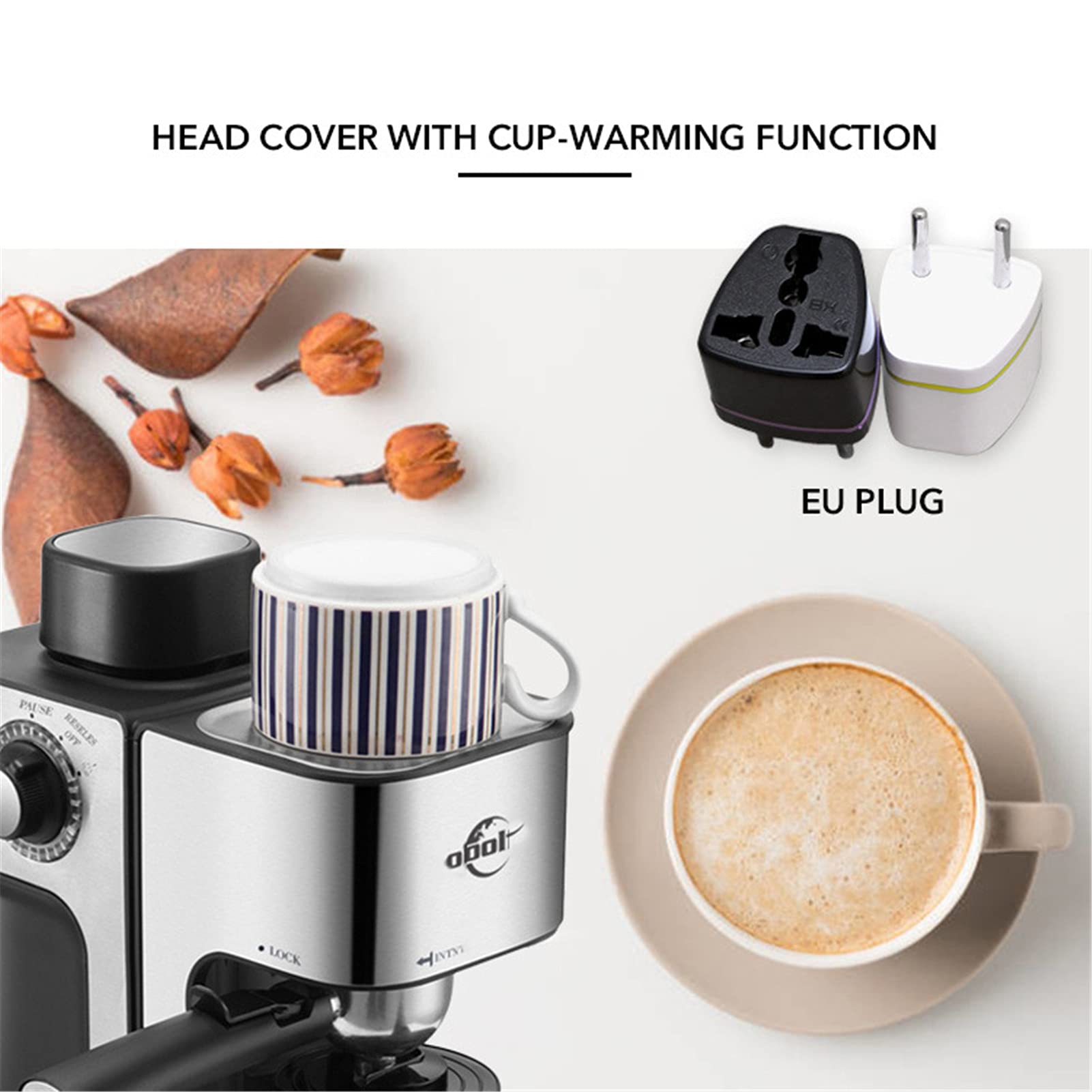 BEDSETS Macchina da caffè Automatica, Macchina da caffè Espresso Manuale e Cappuccino, Macchina Barista Tradizionale di caffè Espresso con Pompa, Caffettiera e Cappuccino (European regulations)