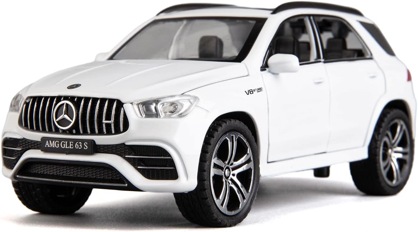 Benz GLE63S AMG Model Car 1/32 Alloy Diecast Pull Back Toy Car with Light and Sound Model Vehicle for Boys Girls Gift(White)