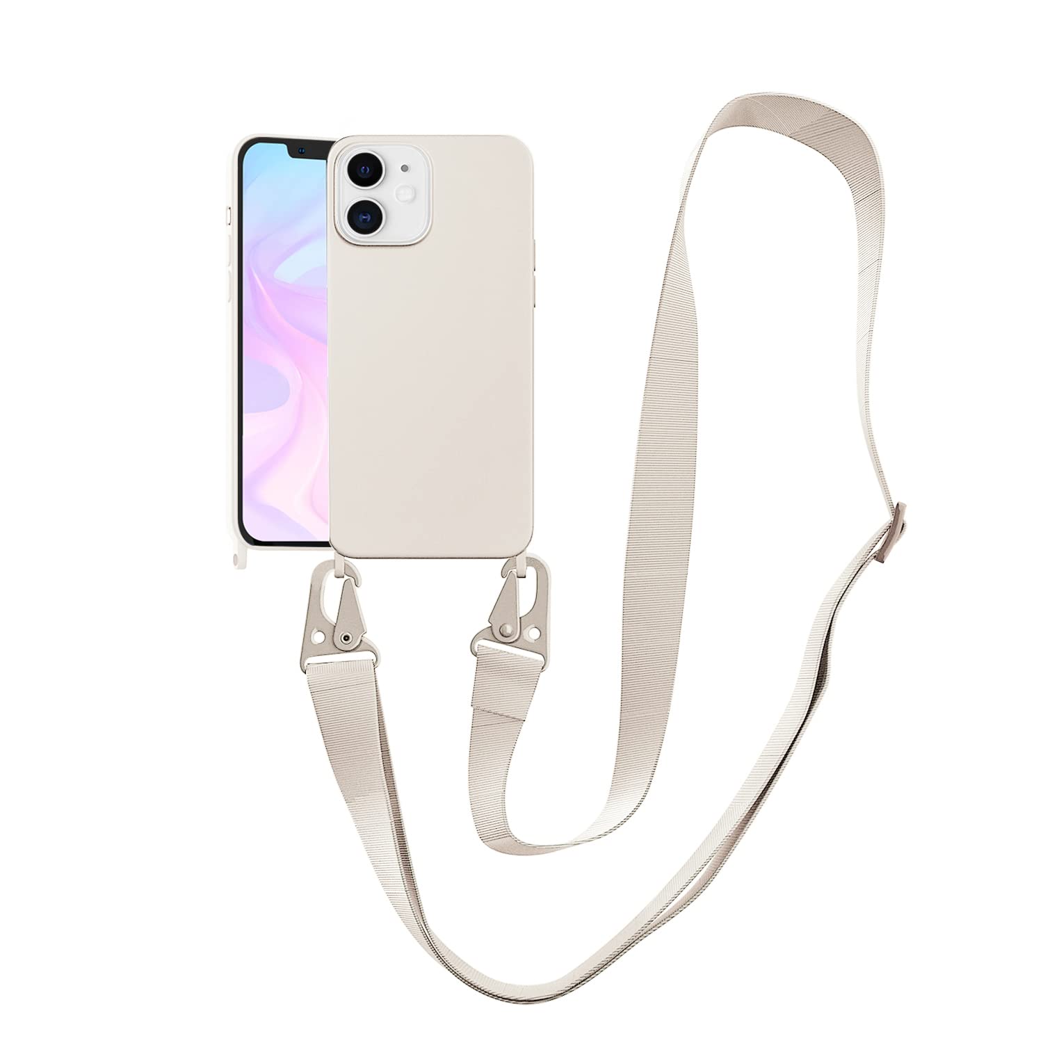 VooDirop Compatible with iPhone 12 Mini Case with Lanyard Crossbody iPhone Case with Strap Adjustable Shockproof Drop Protection Silicone Phone Cover