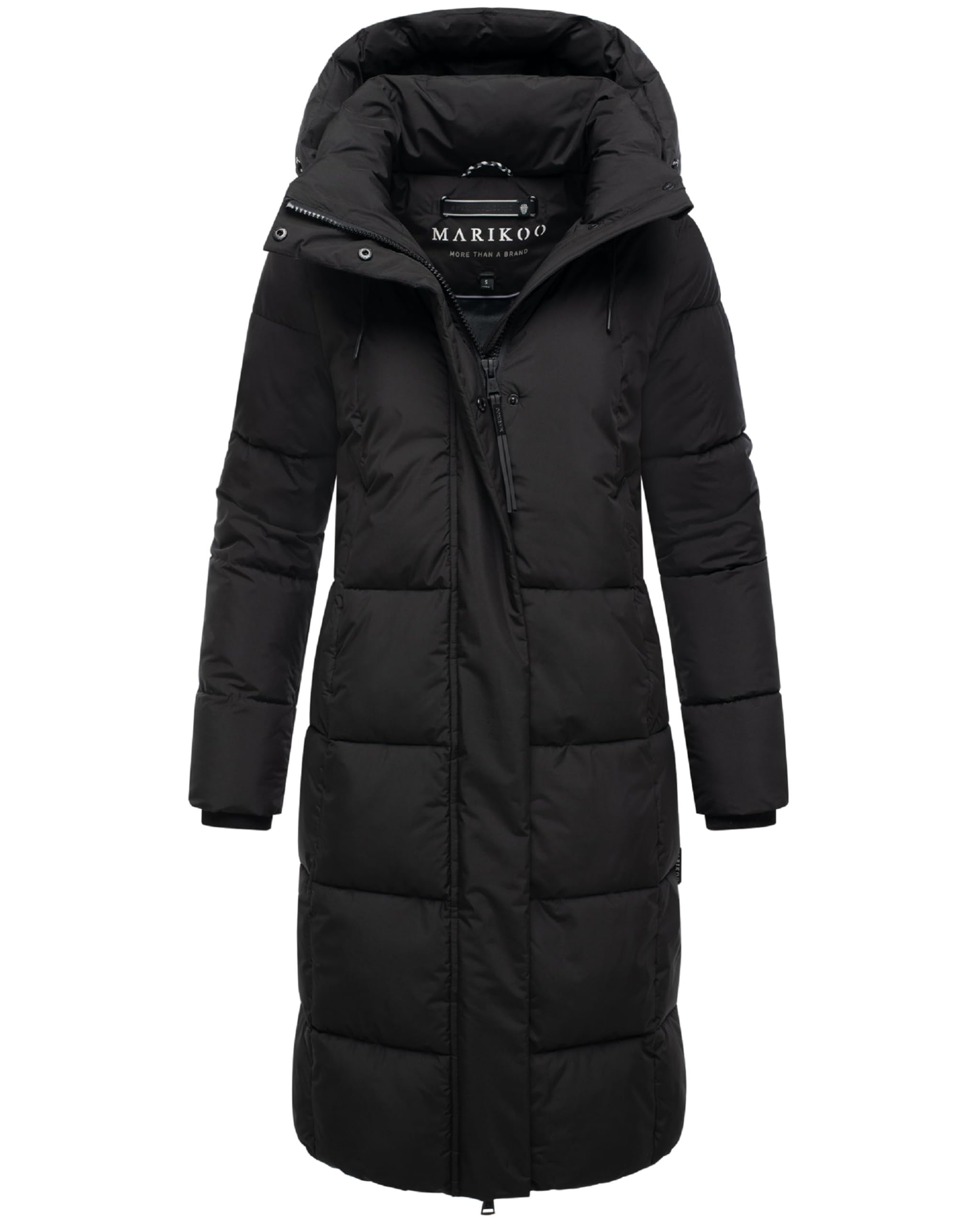 MARIKOO Damen Langer Wintermantel warmer Steppmantel mit abnehmbarer Kapuze und magnetischen Details Chumanii XVI XS-6XL