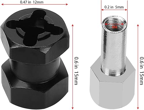 Vista 3 de Espaciadores hexagonales de rueda RC de 0.472 in, extensión de cubo hexagonal de 0.591 in para mejorar la estabilidad y el rendimiento en las piezas
