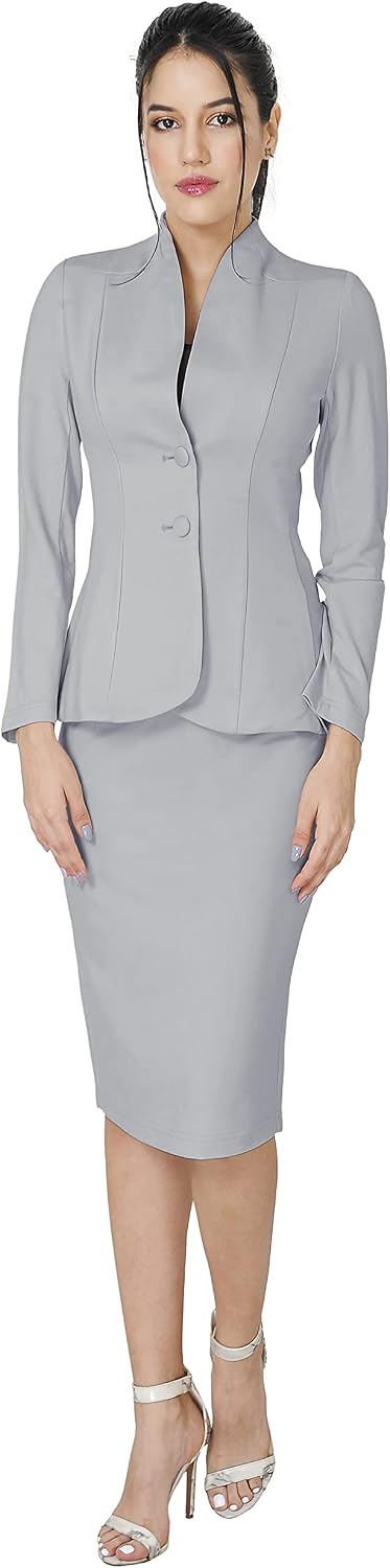 Marycrafts Women’s Blazer Skirt Suit Set – Professional 2 Pieces Outfit for Business Office Work and Career Attire