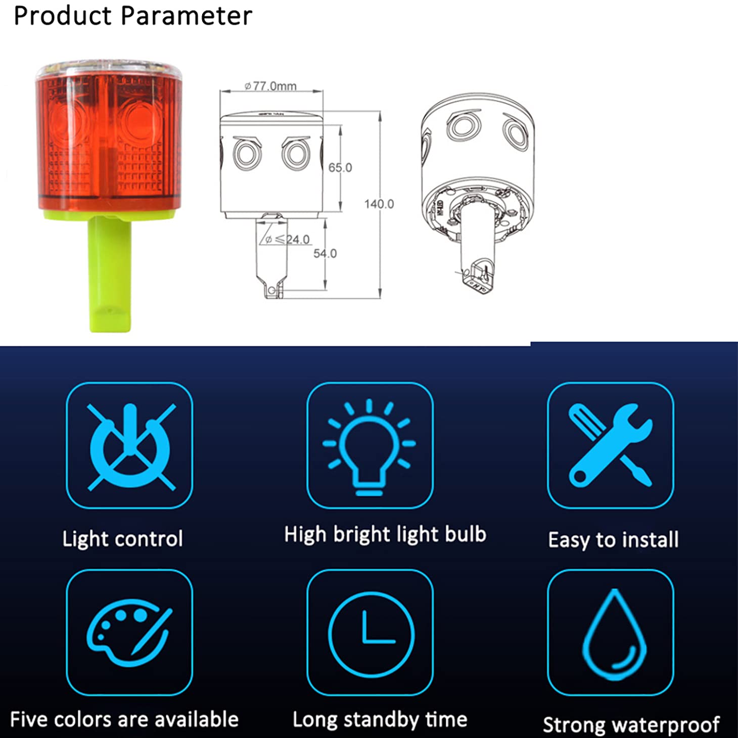 Luz solar estroboscópica de advertencia: IP54 impermeable intermitente luz de seguridad LED de alto brillo lámpara de advertencia señal de tráfico para construcción, fábrica, señal de tráfico de