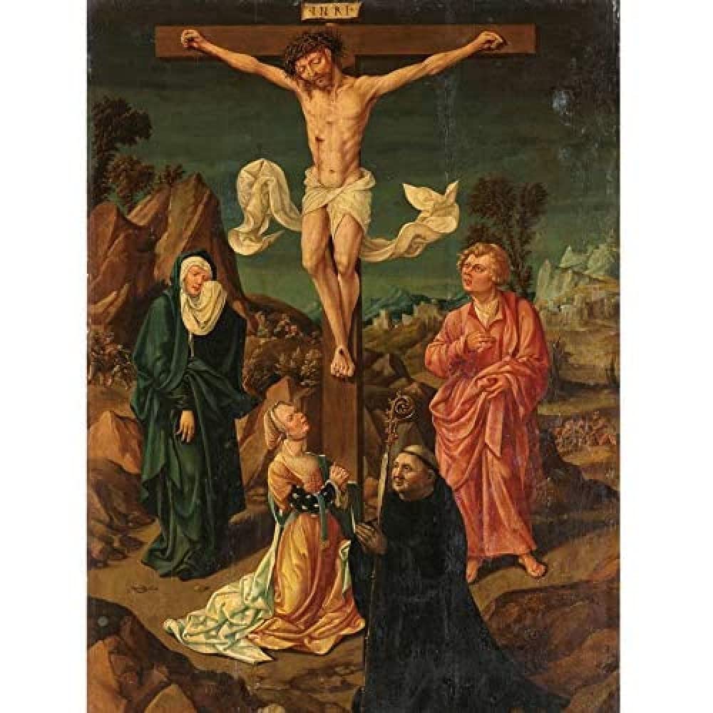 Crucifixion The Virgin Saint John Mary Painting Unframed Wall Art Print Poster Home Decor Premium