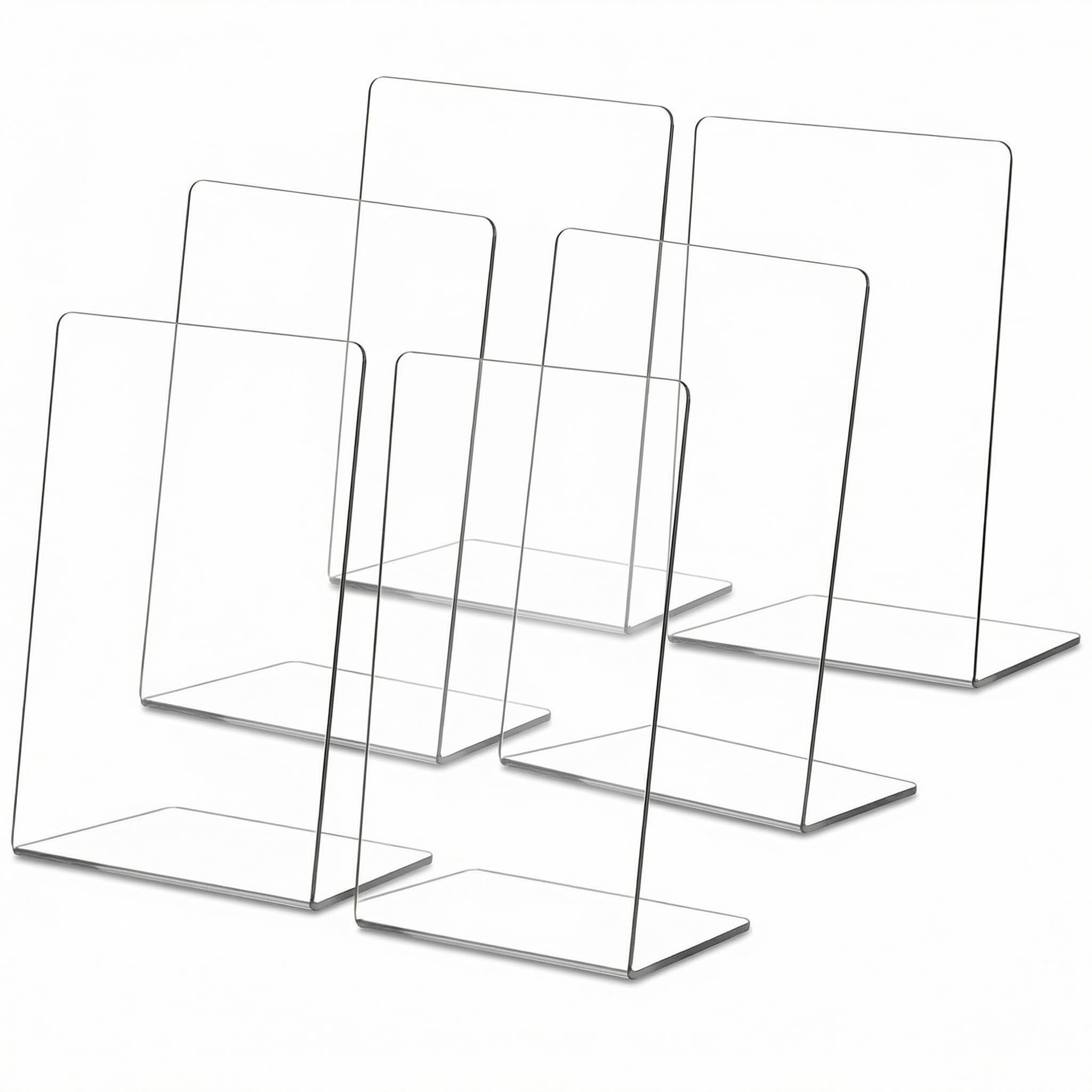QWORK 6 szt. Przezroczysty akryl Bookends Bookends Organizer do biblioteki biurowej Książki szkolne Półki na książki