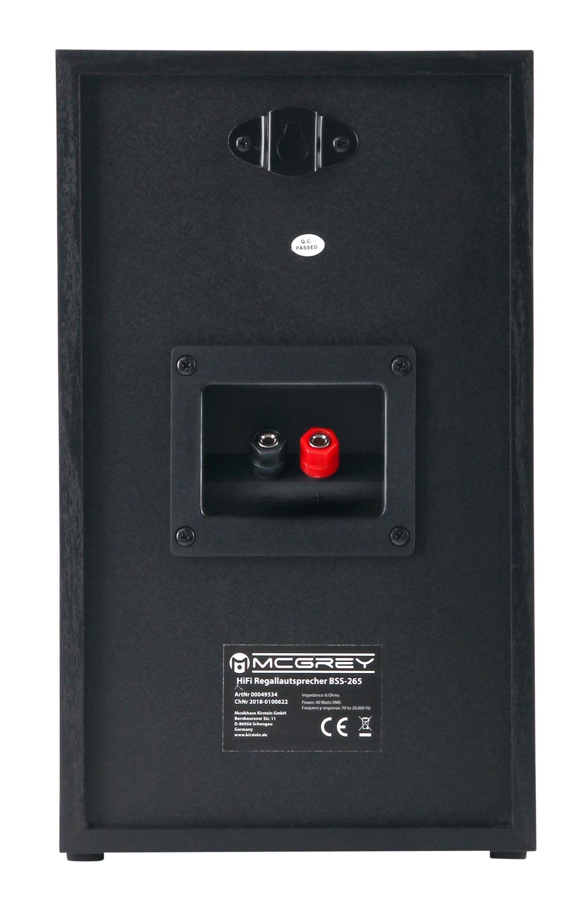 McGrey BSS-265/ CS-440 BK Ensemble d'enceintes Surround 5.0, 2 cm | Enceinte Centrale, Puissance: 40 watts (RMS)/ 75 watts (crête), Système 2 voies, 2x woofer 4" (10, 2 cm), Tweeter 0, 75" (1