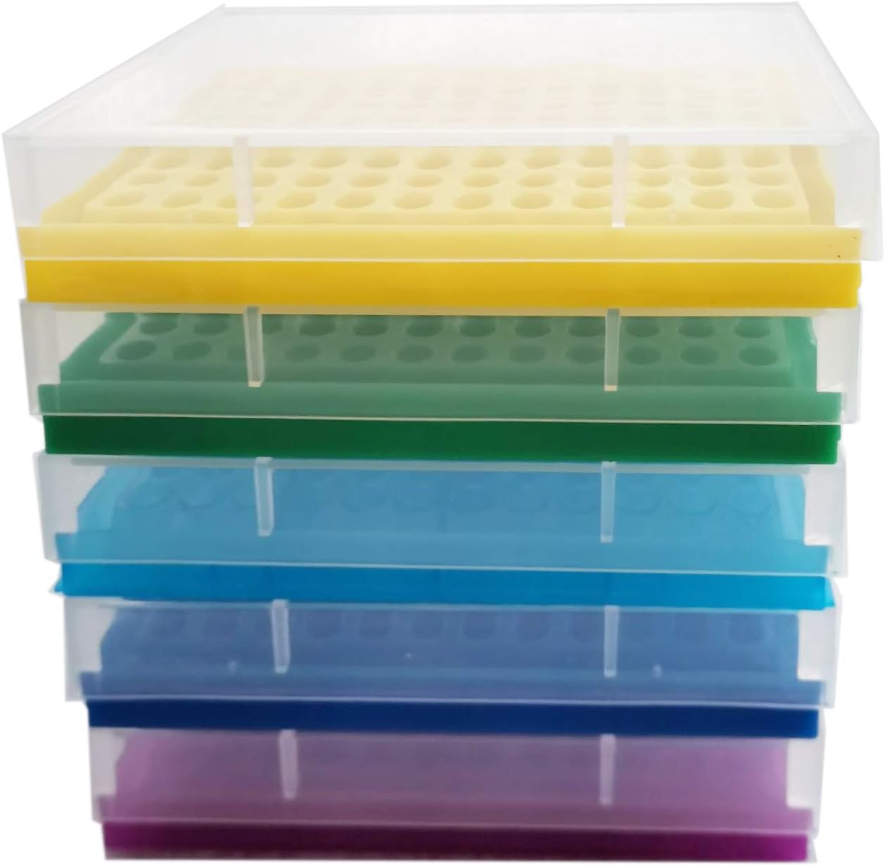 PCR Tube Rack for 0.2ml Micro-Tubes, 8 x 12 Array Pack of 5(Blue/Light Blue/Yellow/Purple/Green)