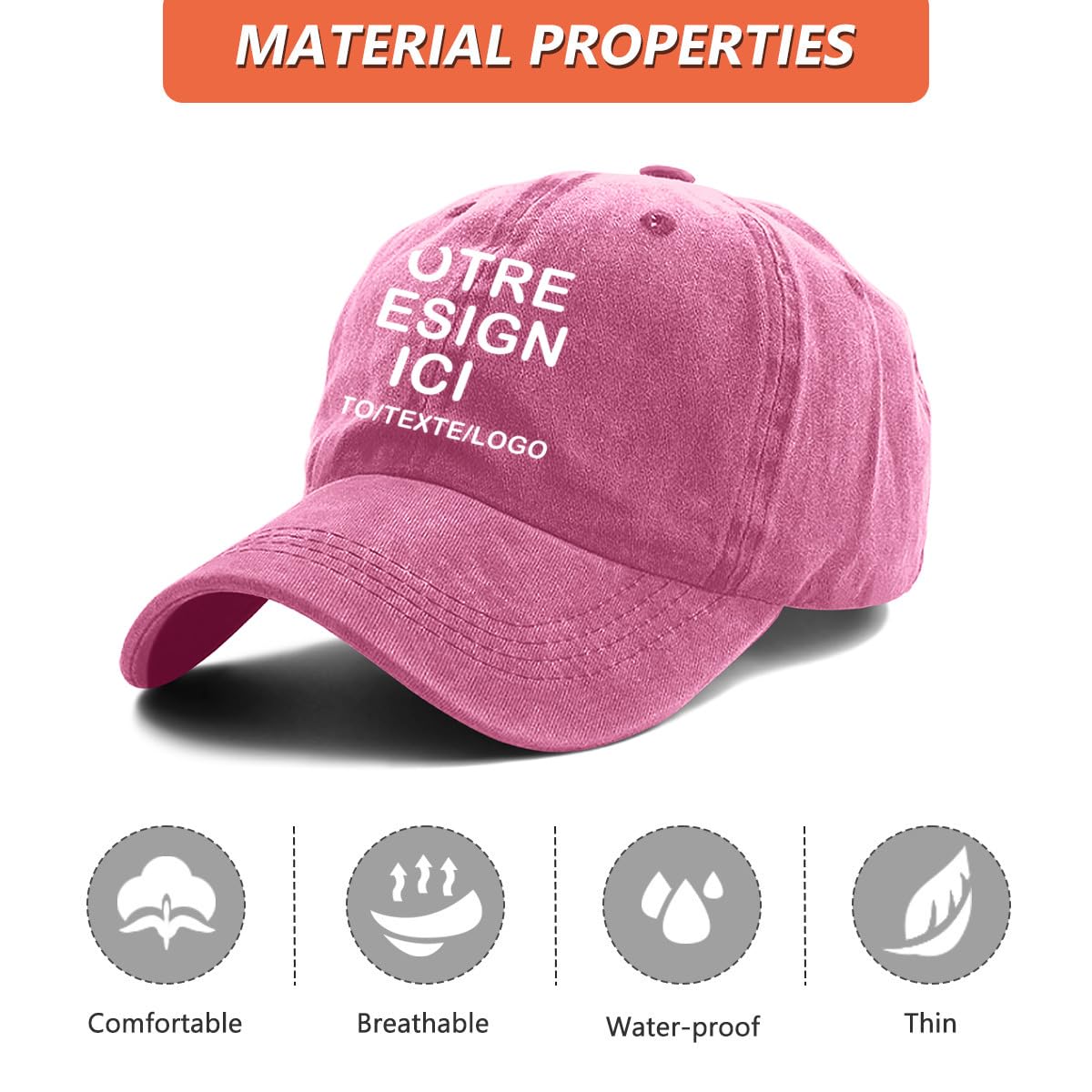 ERICAT Casquette Personnalisable Photo Nom Texte Hommes Femmes