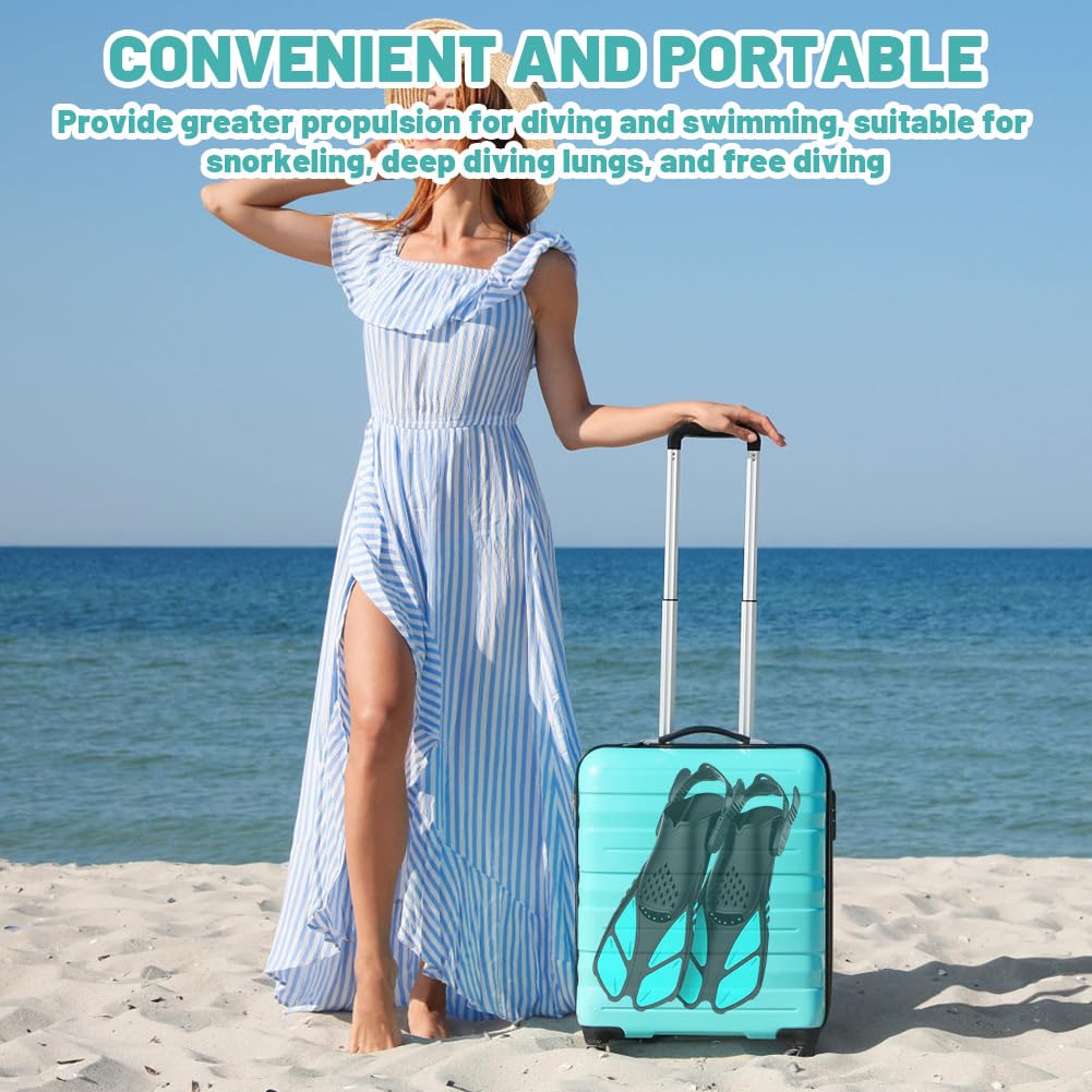 Pinne da nuoto unisex per adulti, pinne da snorkeling regolabili con tacco aperto, pinne corte e antiscivolo, per snorkeling, immersioni e nuoto