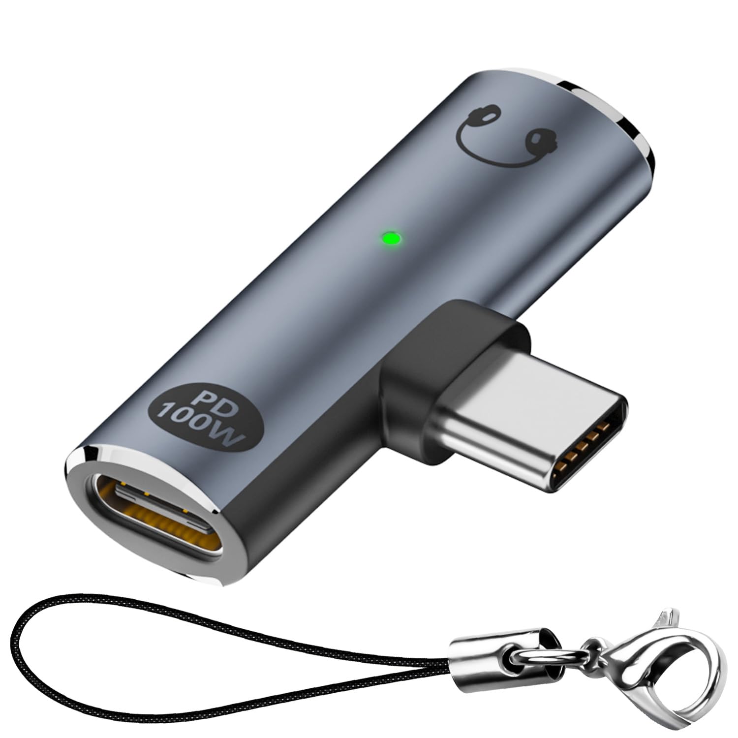 QIANRENON PD100W USB C Charging Headphone 2 in 1 Adapter USB Type C Male to Type C Female & TRRS 3.5mm Female Connector USB C Phone Fast Charge 3.5mm Headset Converter,with LED Light,Hanging Hole