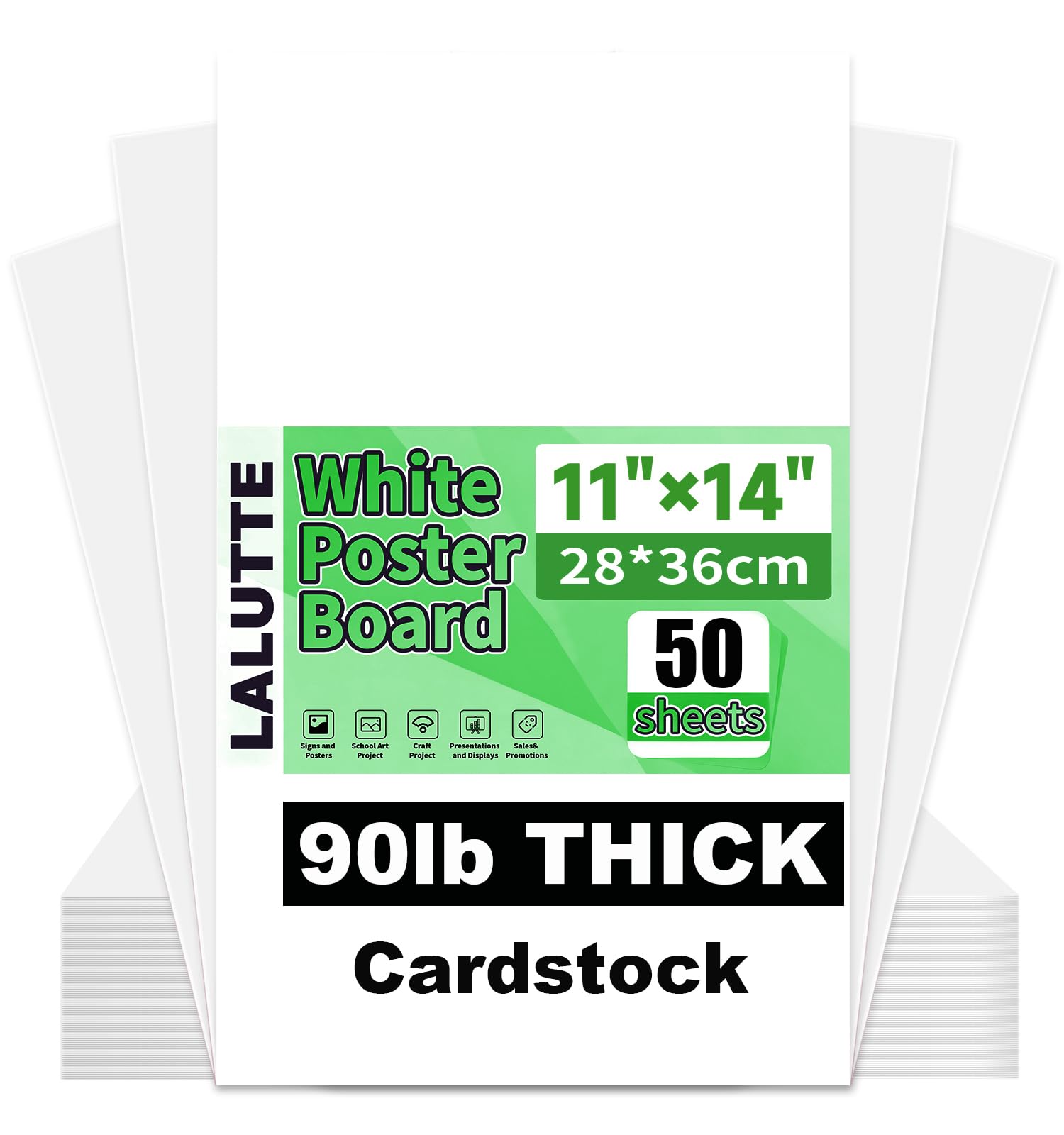 50Pcs White Poster Board 11"X14", 250GSM Thickness Poster Paper, Glossy&amp; Matte Side Large Posterboard, Poster Board Bulk For School Arts Crafts,Project Presentations,Drawing,Office,Displays, Signs