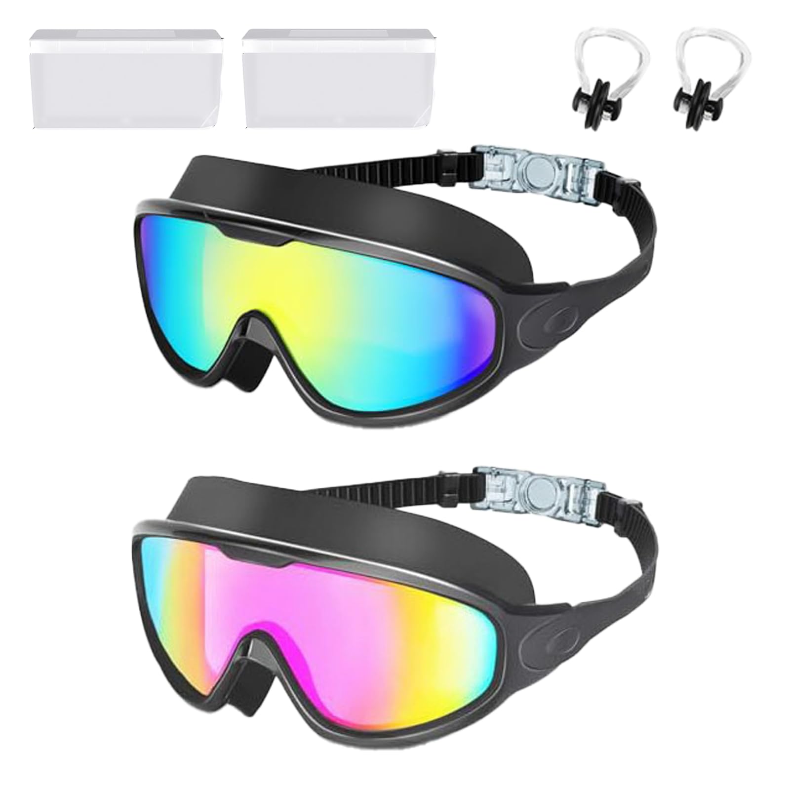 Knubbuf My Cool Summer Goggles, No Leaking Swim Glasses for Men Women Youth, Swimming Goggles with Ear Plugs, Anti Fog Swimming Goggle, Adjustable Elastic Band (Style N)