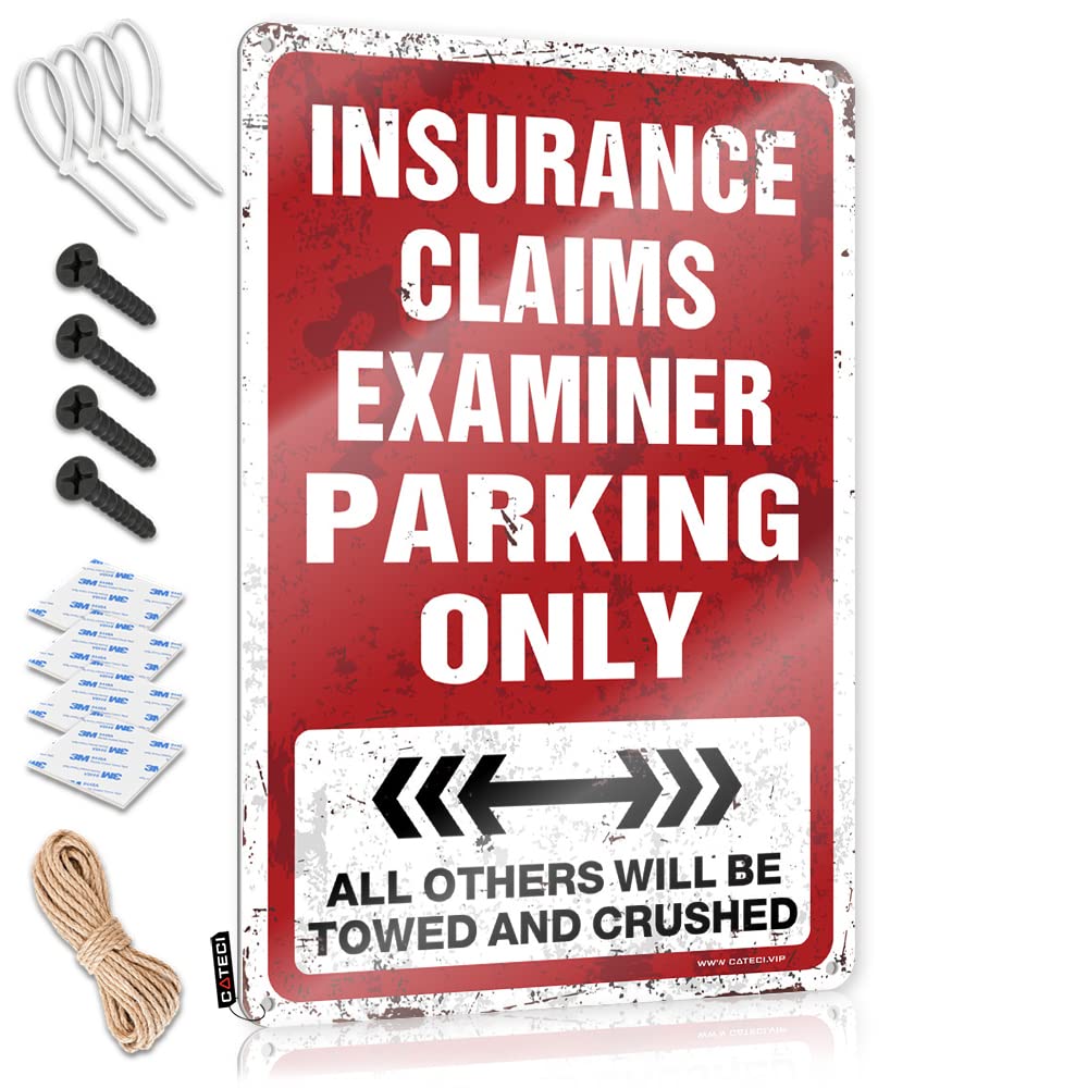 KRAZMURONGD Man Cave Rules Funny Tin Metal Signs Insurance Claims Examiner Parking Only Tin Sign Metal Tin Sign Retro(30X40CM)