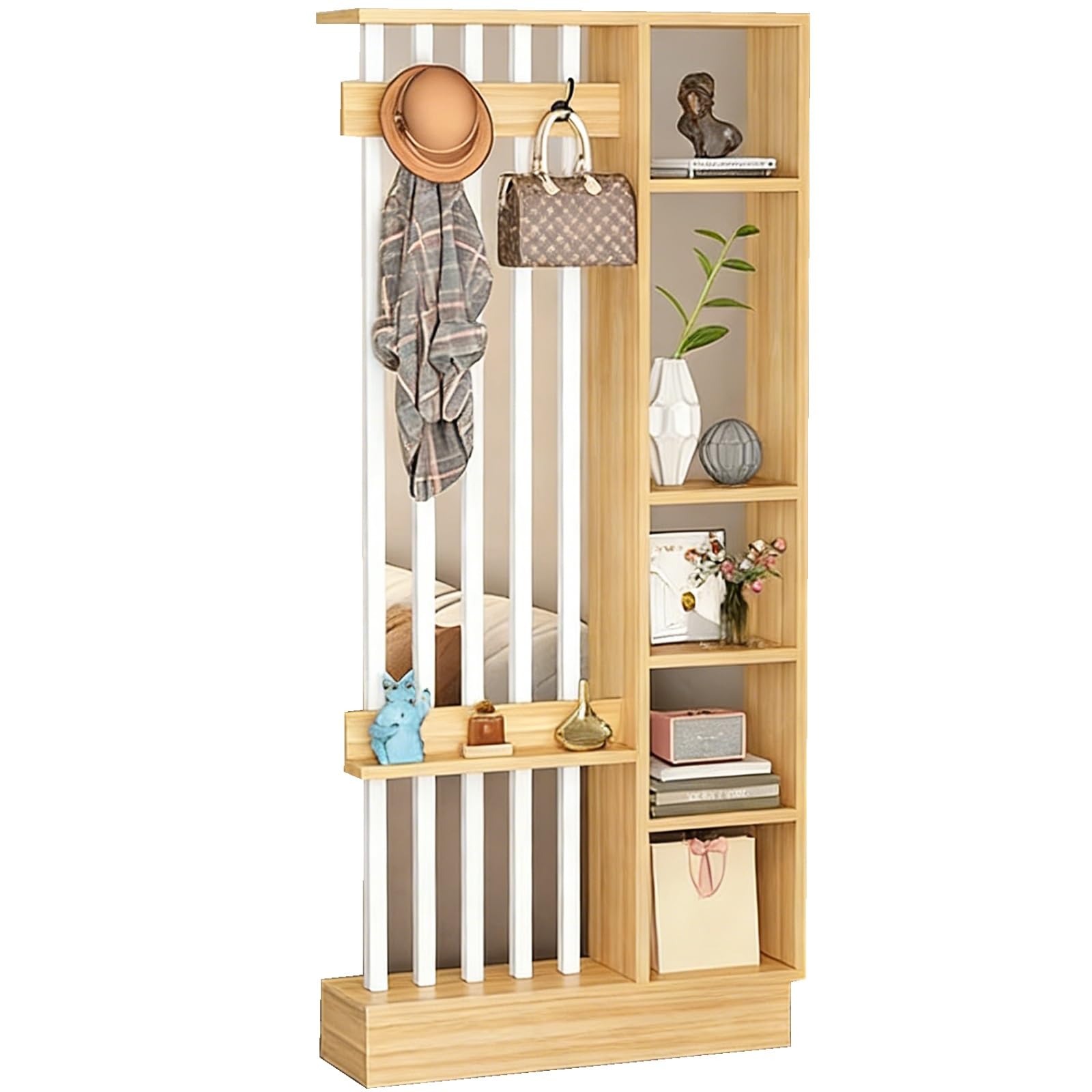 Room Divider for Room Separation,Freestanding Partition，Privacy Screens,Heavy Duty Wall Separator，for Office, Bedroom, Study(Walnut)