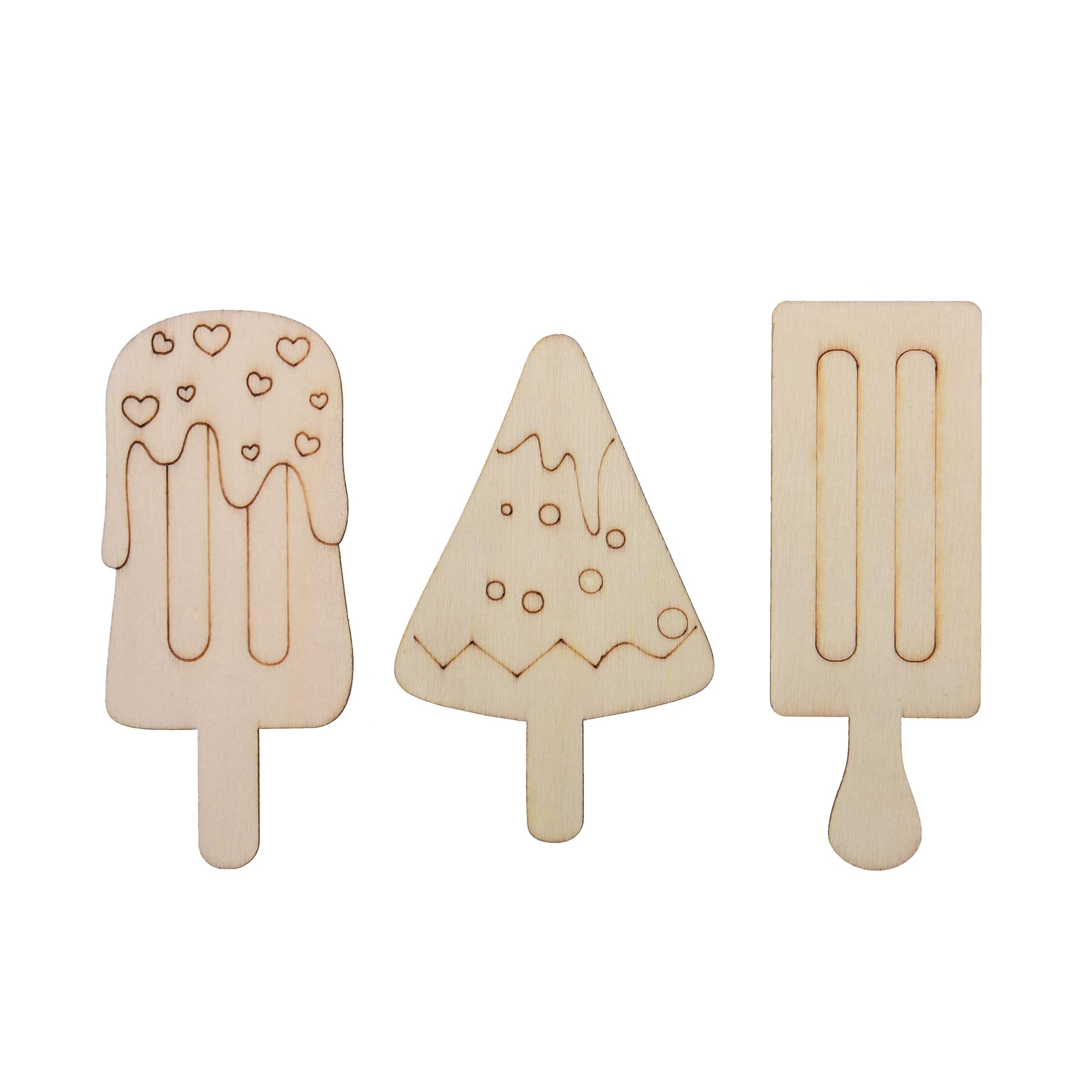 54 piezas de recortes de madera en blanco sin terminar para niños, apto para pintura infantil, decoración de habitación, regalo sorpresa (54Ice Crean)