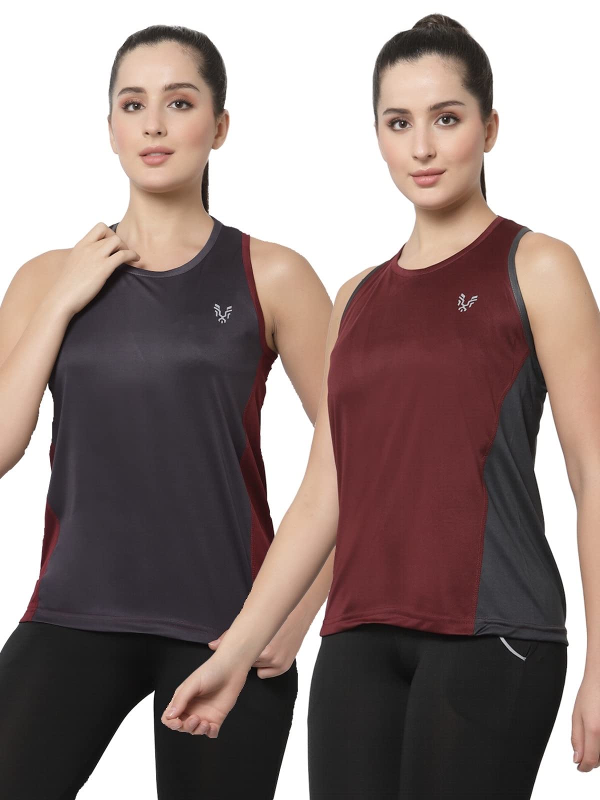 UZARUS Women's Dry Fit Workout Tank Top Sports Gym T-Shirt (Pack of 2)-picture-36