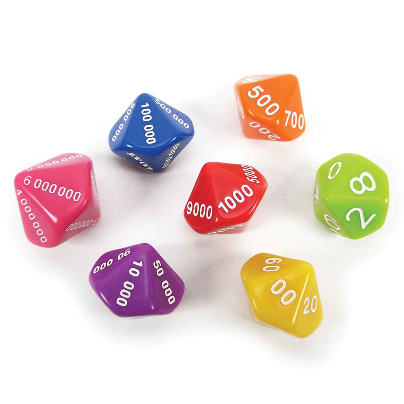 EAI Education Place Value Dice - Ones to Millions: Set of 7