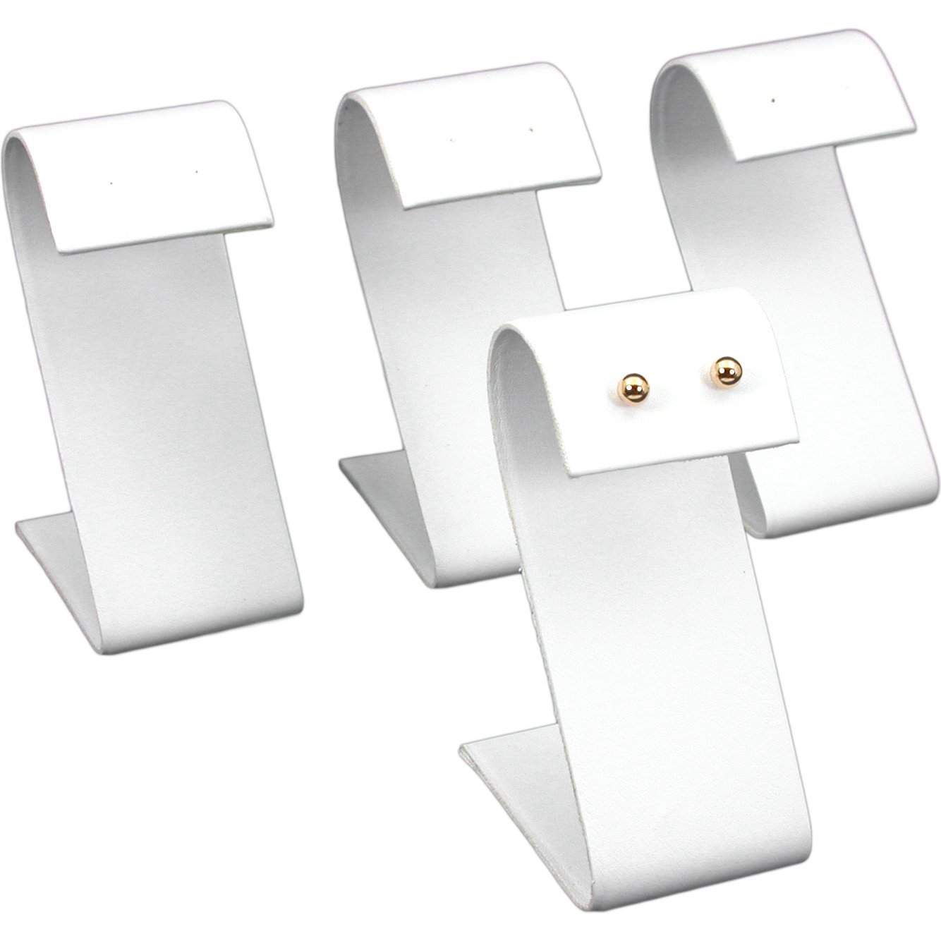 FindingKing 4 White Leather Earring Display Stands Jewelry 3.25
