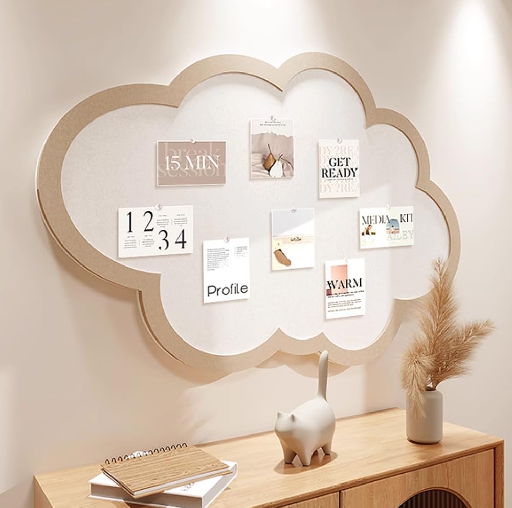 Cute Bulletin Board for Wall,Cloud Shape Cork Notice Board with Pushpins,Self Adhesive Felt Memo Board,Wall Decoration for Office Home School (Camel,80x50cm)
