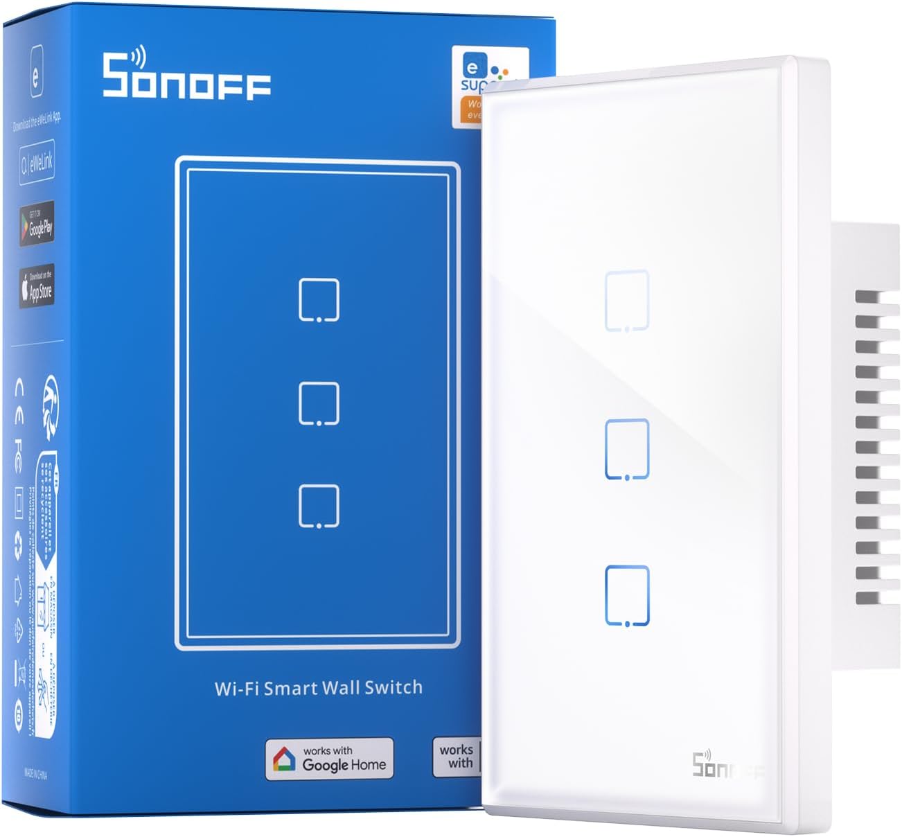 SONOFF TX WiFi Smart Wall Switches US (T2-3 Gang, White)