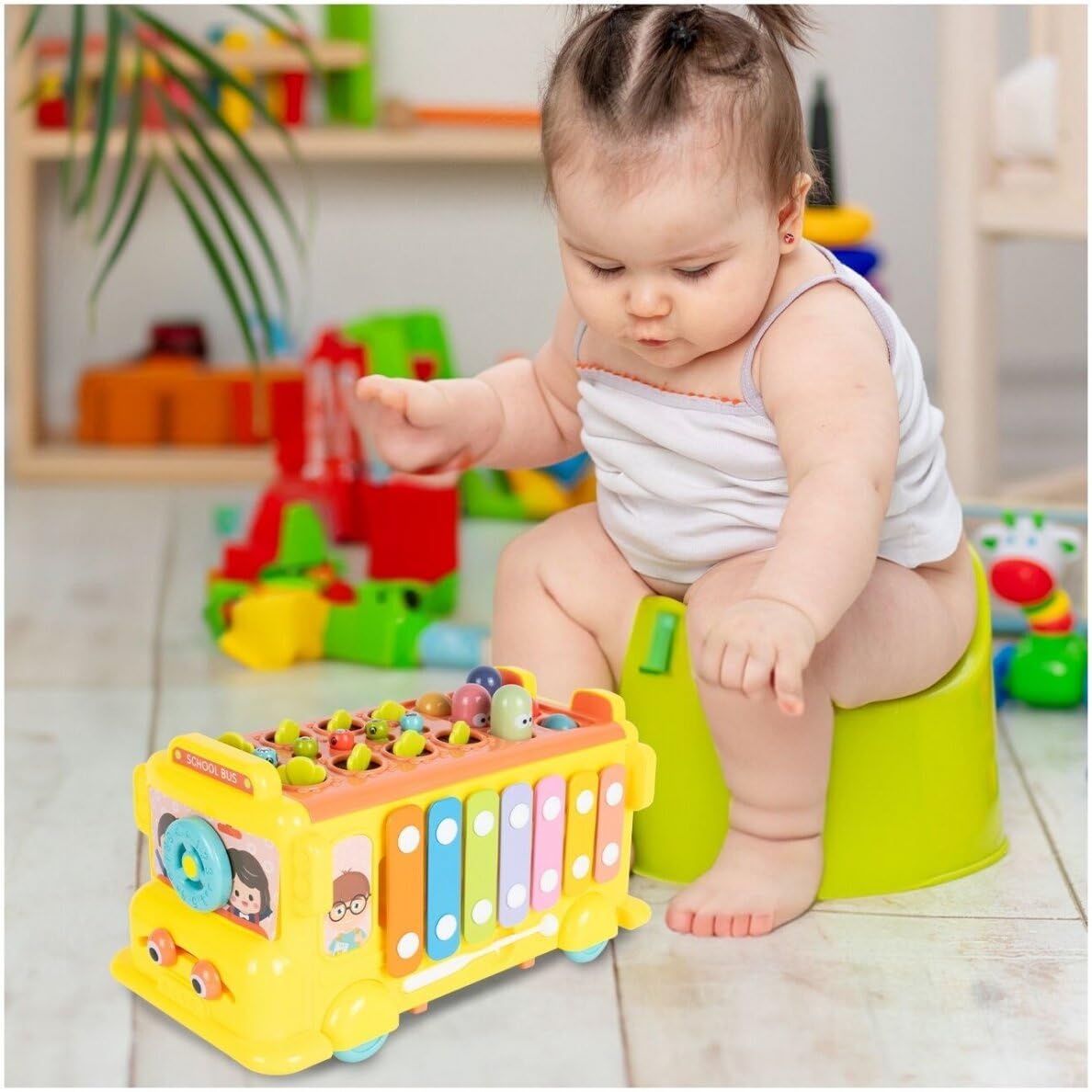 Magicwand® Intelectual Montessori Musical Carrot Harvest,Fishing Shape Sorter Educational School Bus【with 9 Functions】 for Toddlers【Pack of 1 Bus】【Multi-Colored】 - Image 9 thumbnail