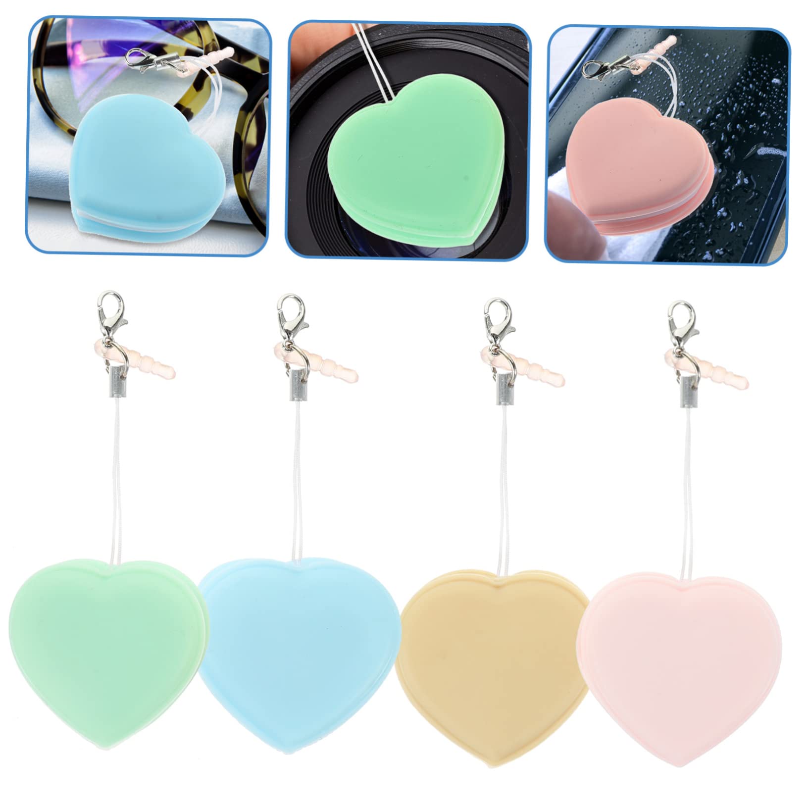 Healvian 20pezzi Cuore Macaron Pulitore Per Schermi e Lenti Salviette Per Occhiali e Obiettivi Accessorio Decorativo Per Chiavi e Zaini Pulizia Sicura e Pratica Senza Graffi